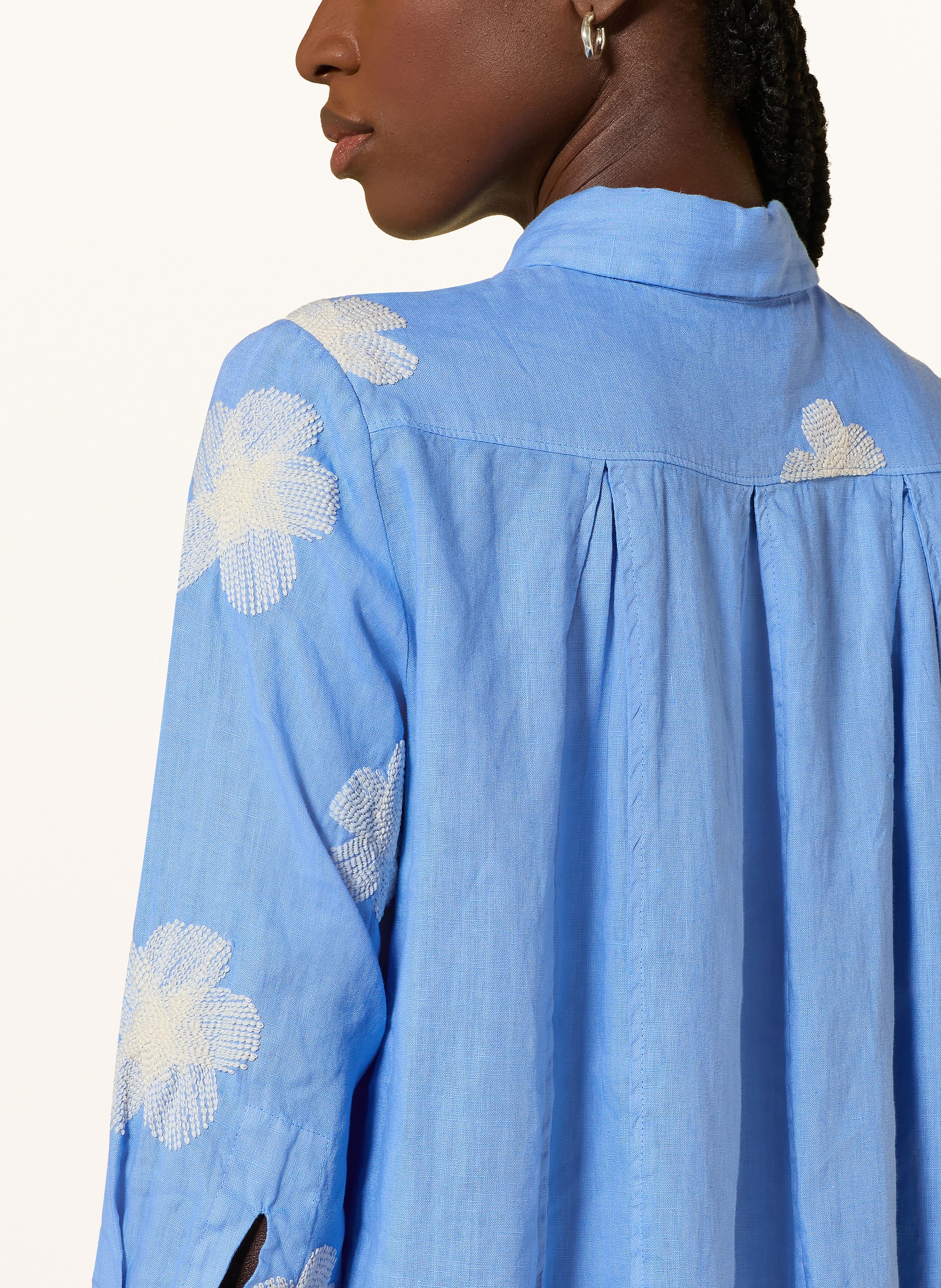 Thumbnail - rosso35 Hemdblusenkleid Aus Leinen Mit 3/4-Arm blau