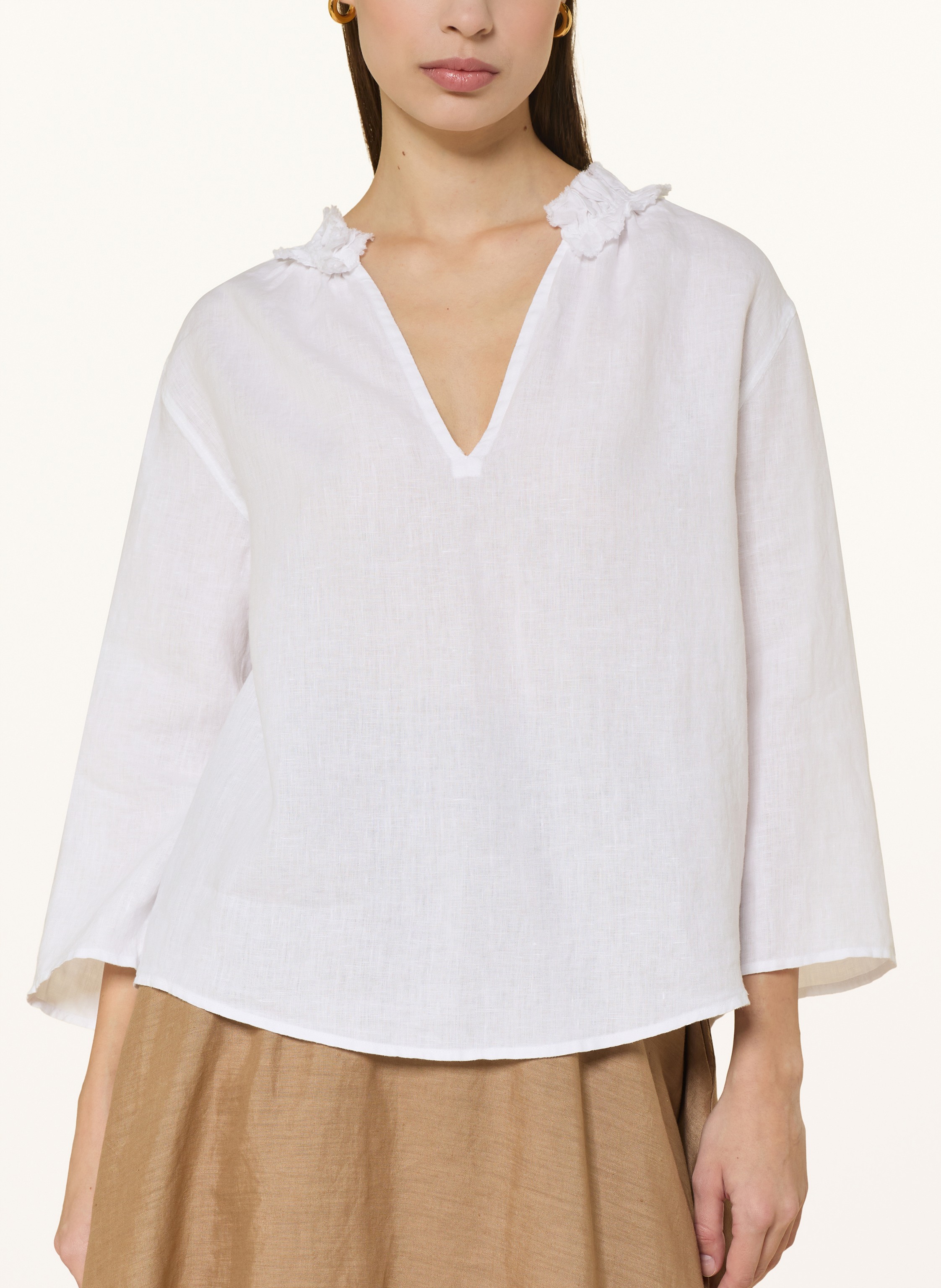 Thumbnail - rosso35 Blusenshirt Aus Leinen Mit 3/4-Arm weiss