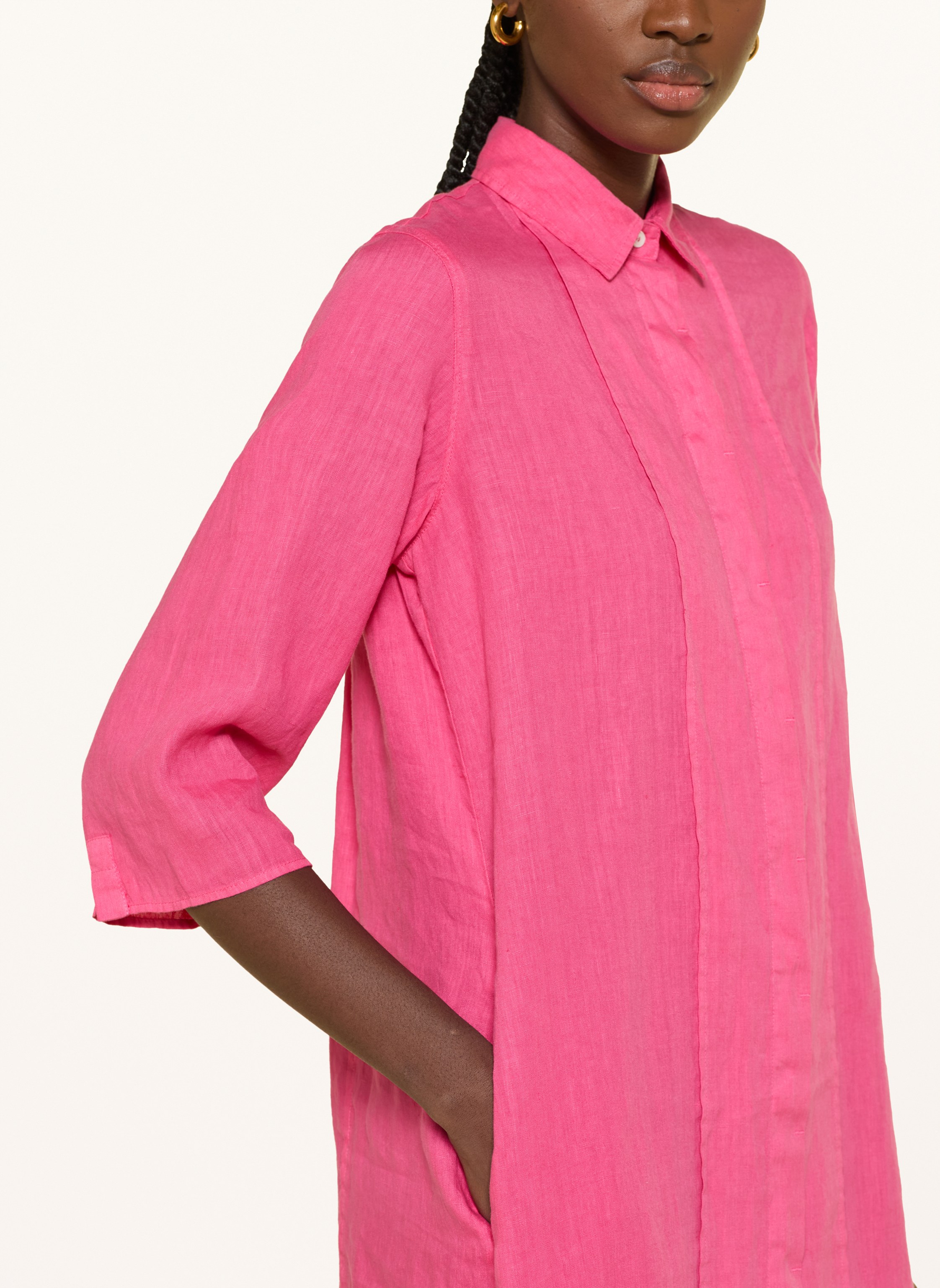 Thumbnail - rosso35 Hemdblusenkleid Aus Leinen Mit 3/4-Arm pink