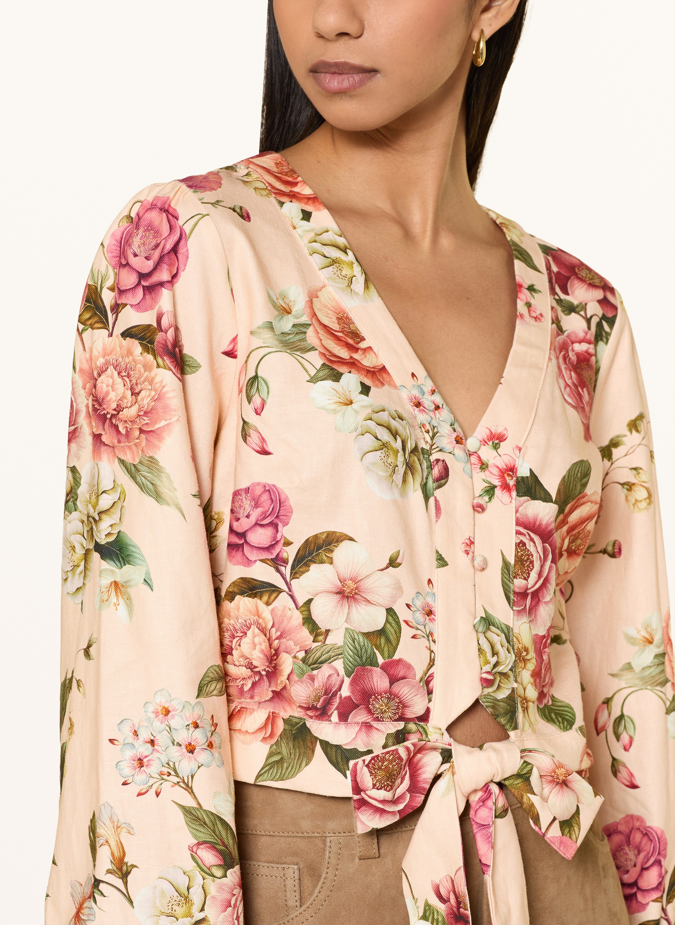 Thumbnail - Guess Cropped-Bluse Shirley Mit Leinen rosa