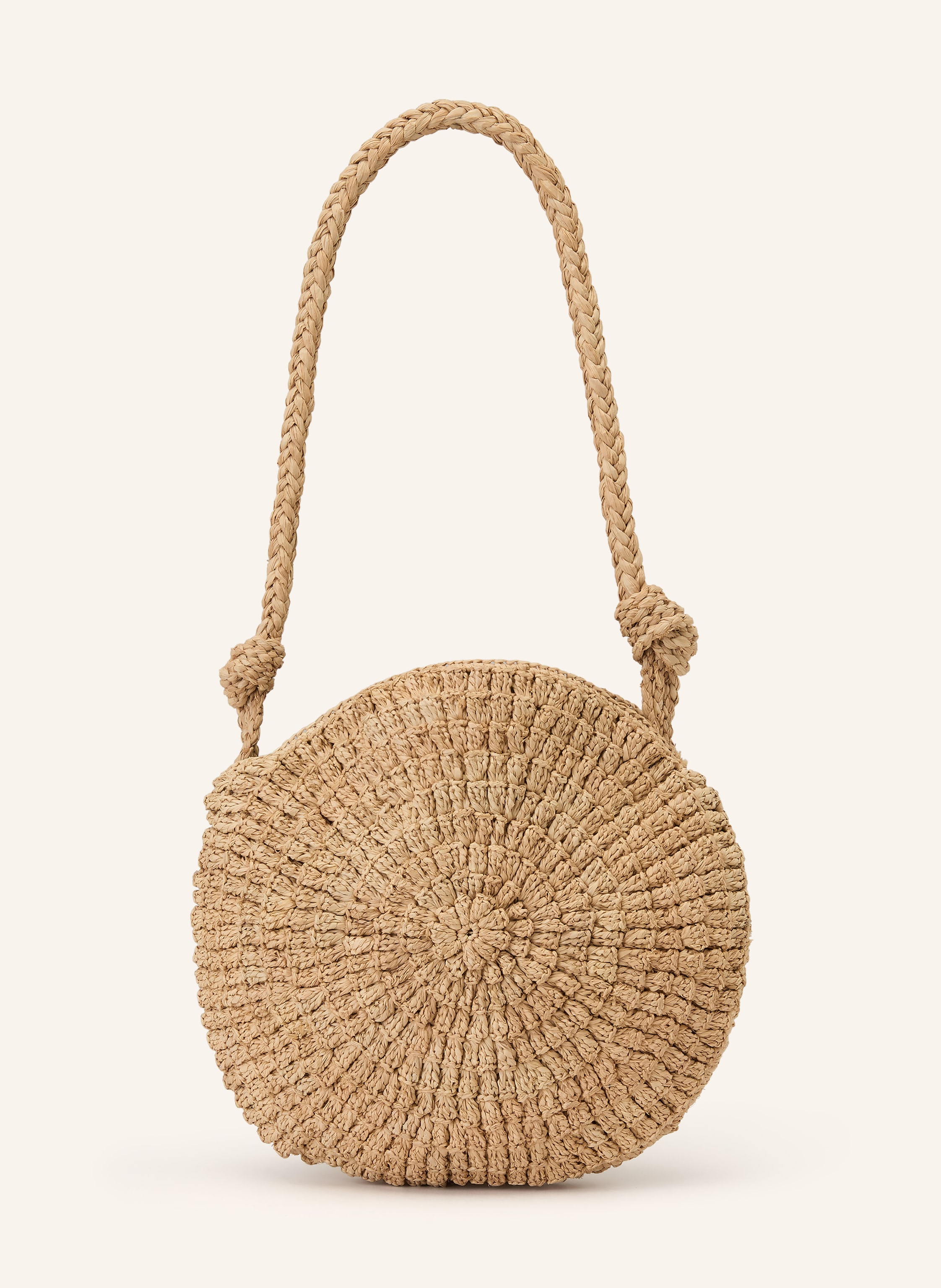 Ibeliv Innen ein Hauptfach. Raffia. Unifarben. Geflochtenes Design. Ein Schulterriemen in beige