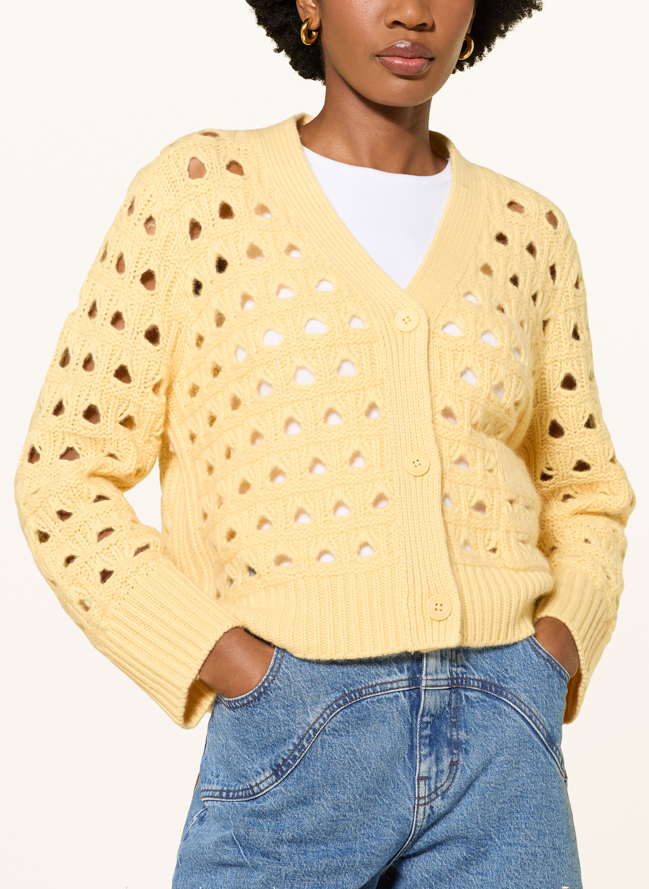 Thumbnail - Kujten Strickjacke Leocadia Aus Cashmere gelb