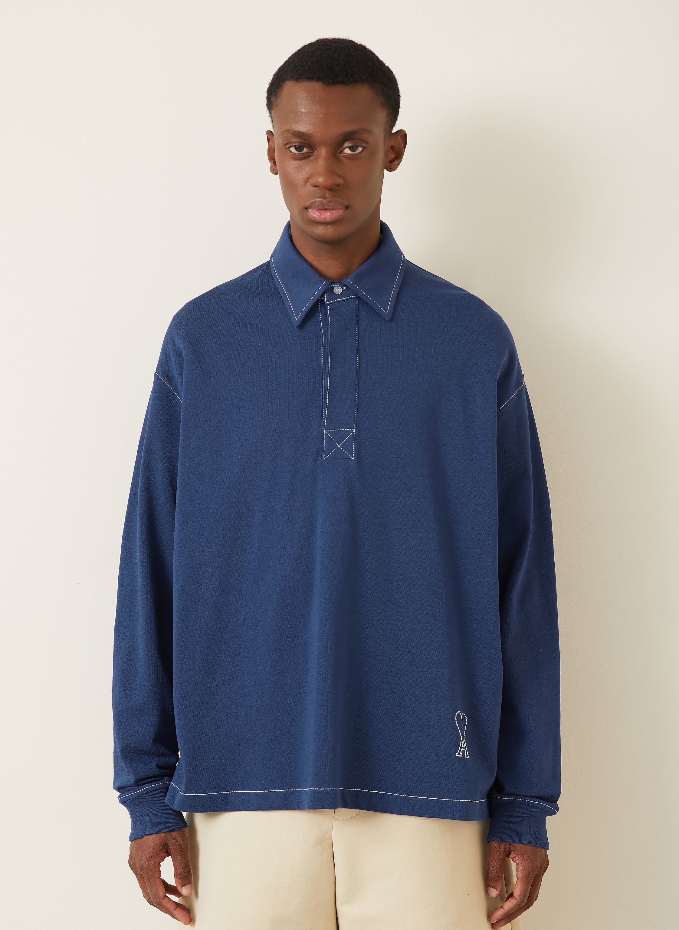 Thumbnail - Ami Paris Jersey-Poloshirt blau