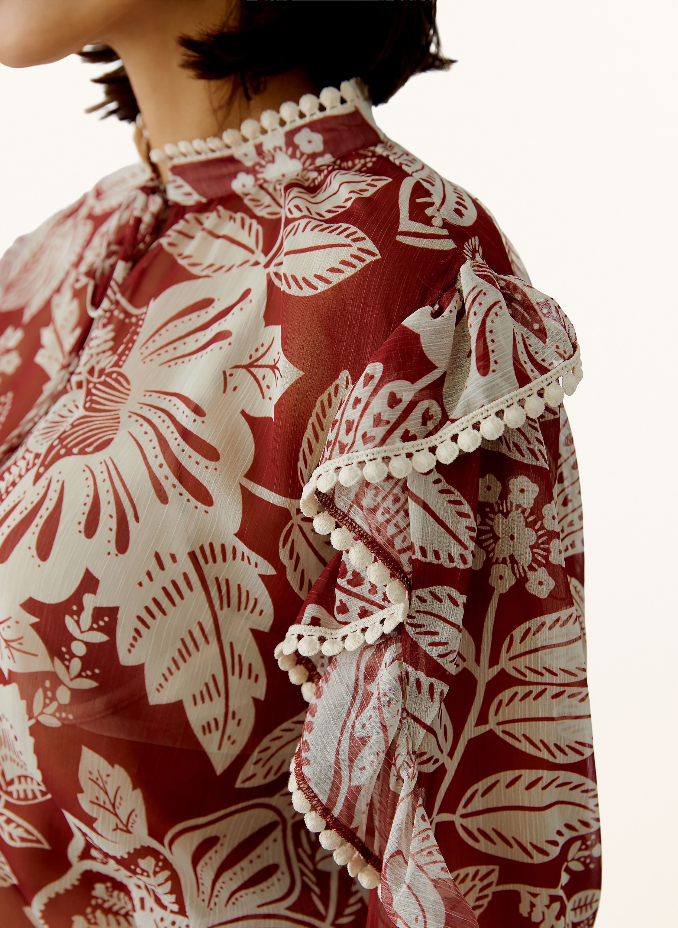 Thumbnail - Oui Blusenshirt Mit Rüschen rot