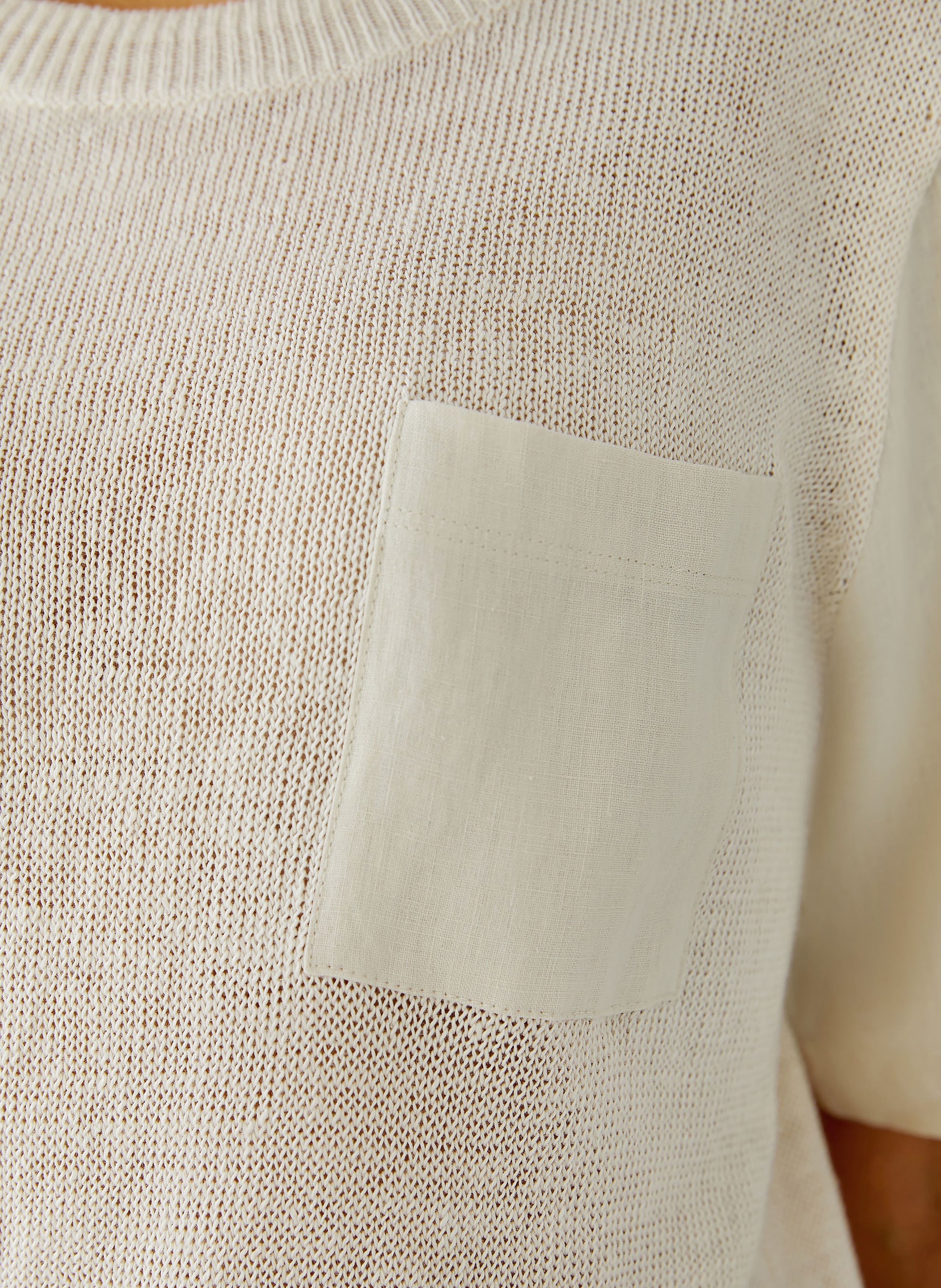 Thumbnail - Oui Strickshirt Aus Leinen Im Materialmix beige