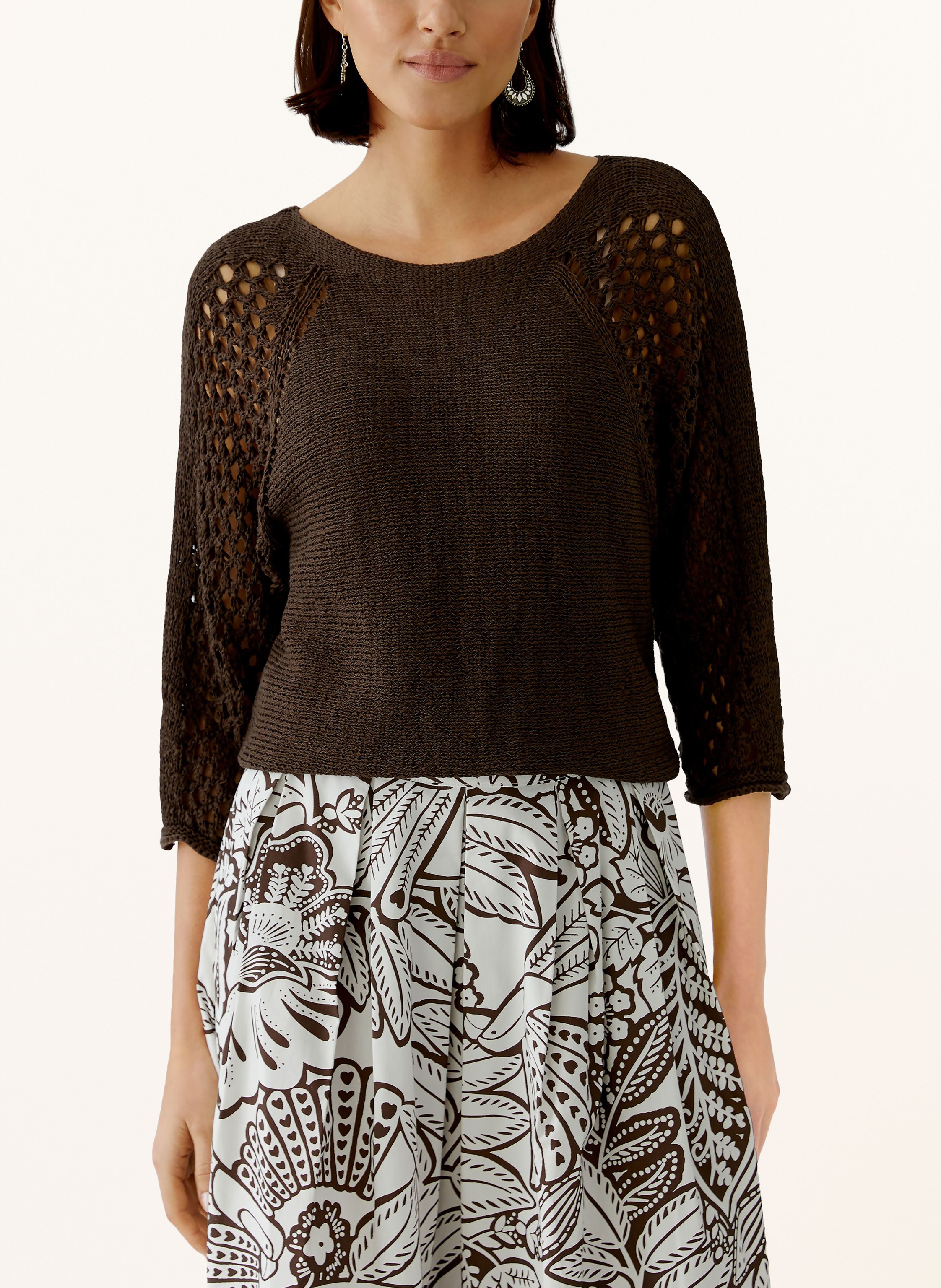 Thumbnail - Oui Pullover Mit 3/4-Arm braun