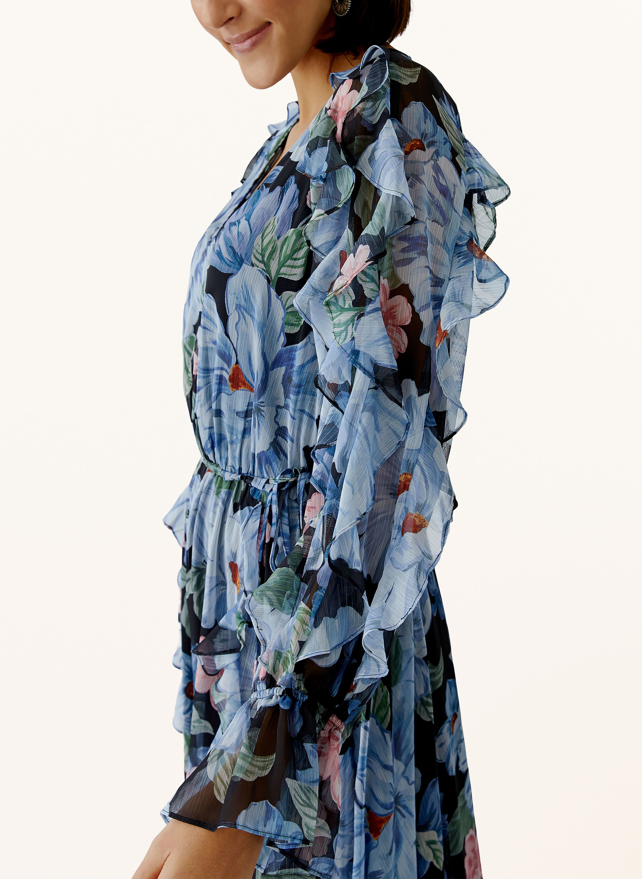 Thumbnail - Oui Kleid Mit Rüschen blau