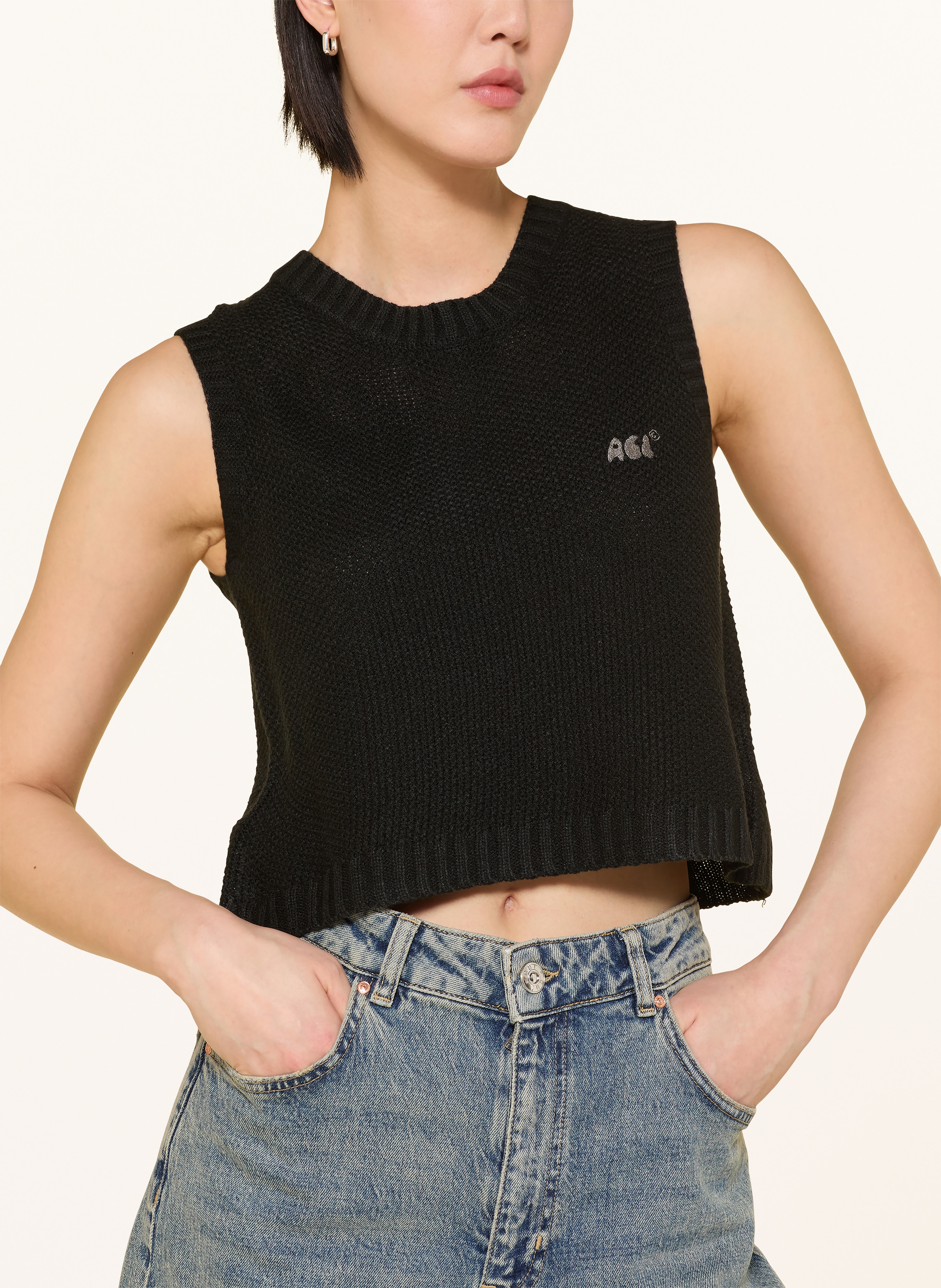 Thumbnail - Another Cotton Lab Cropped-Stricktop schwarz