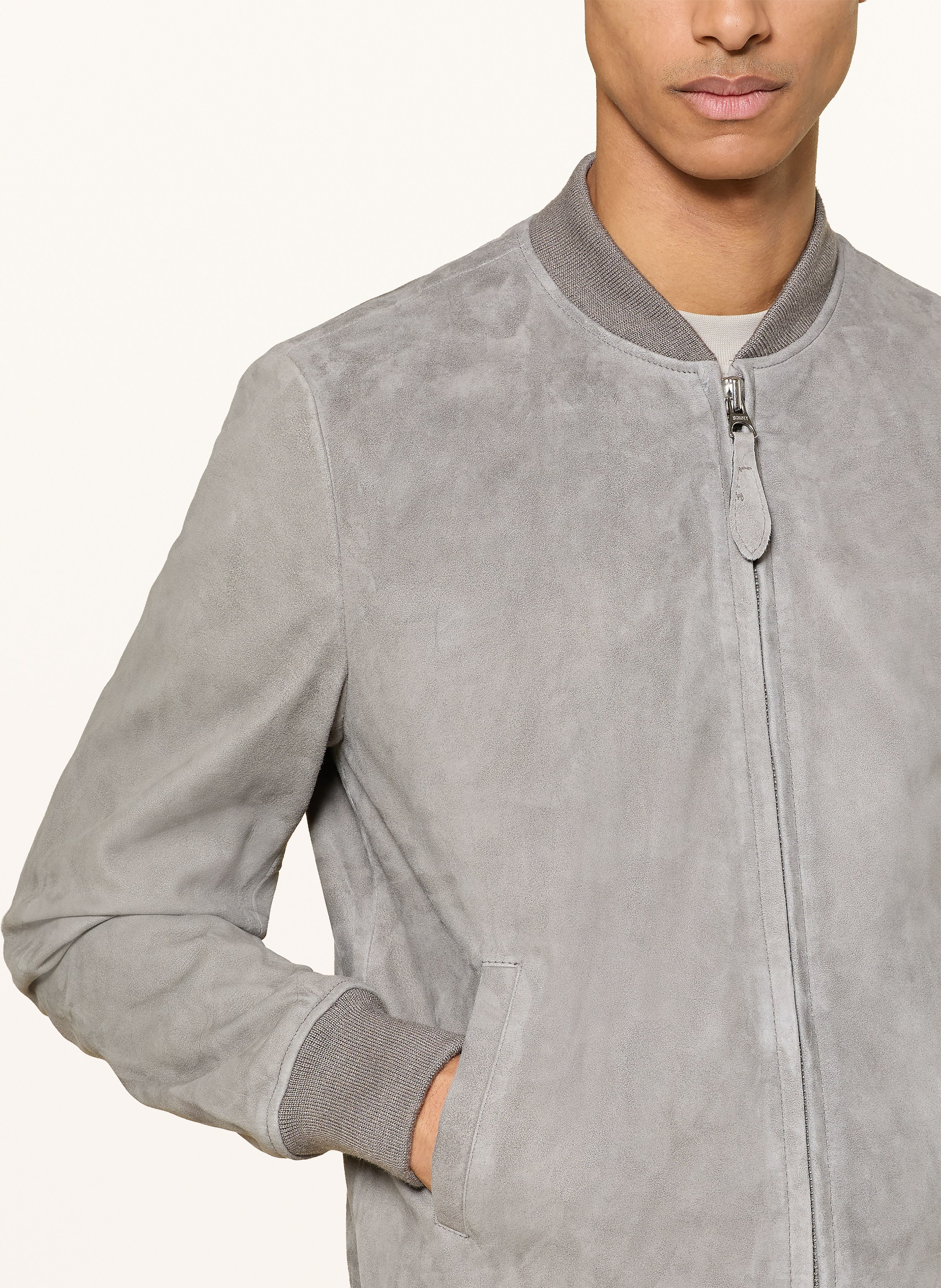 Thumbnail - Schott Nyc Lederblouson grau