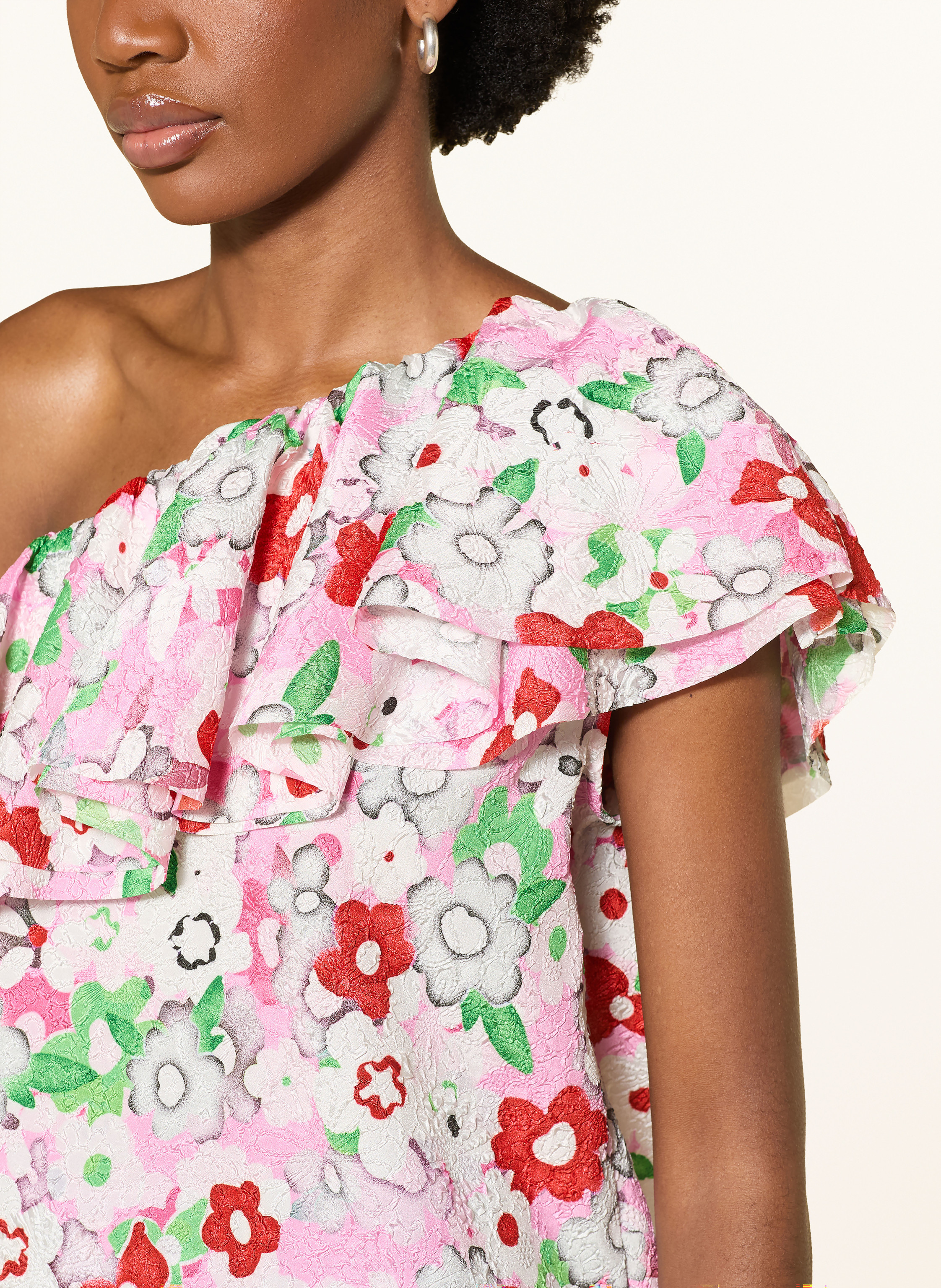 Thumbnail - Essentiel Antwerp One-Shoulder-Top Jiland Mit Rüschen rosa