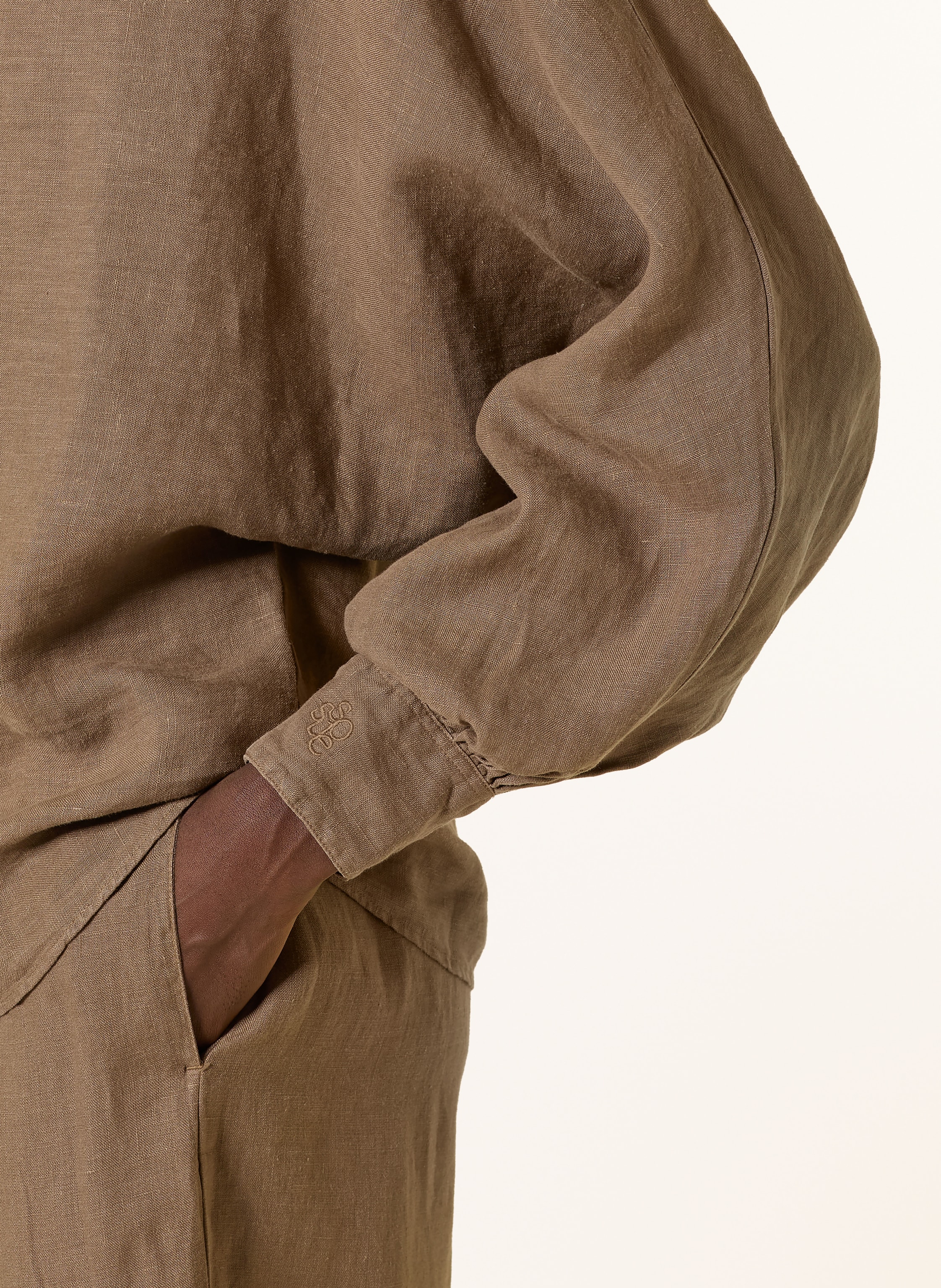 Thumbnail - Sosue Hemdbluse Antonia Slim Aus Leinen braun