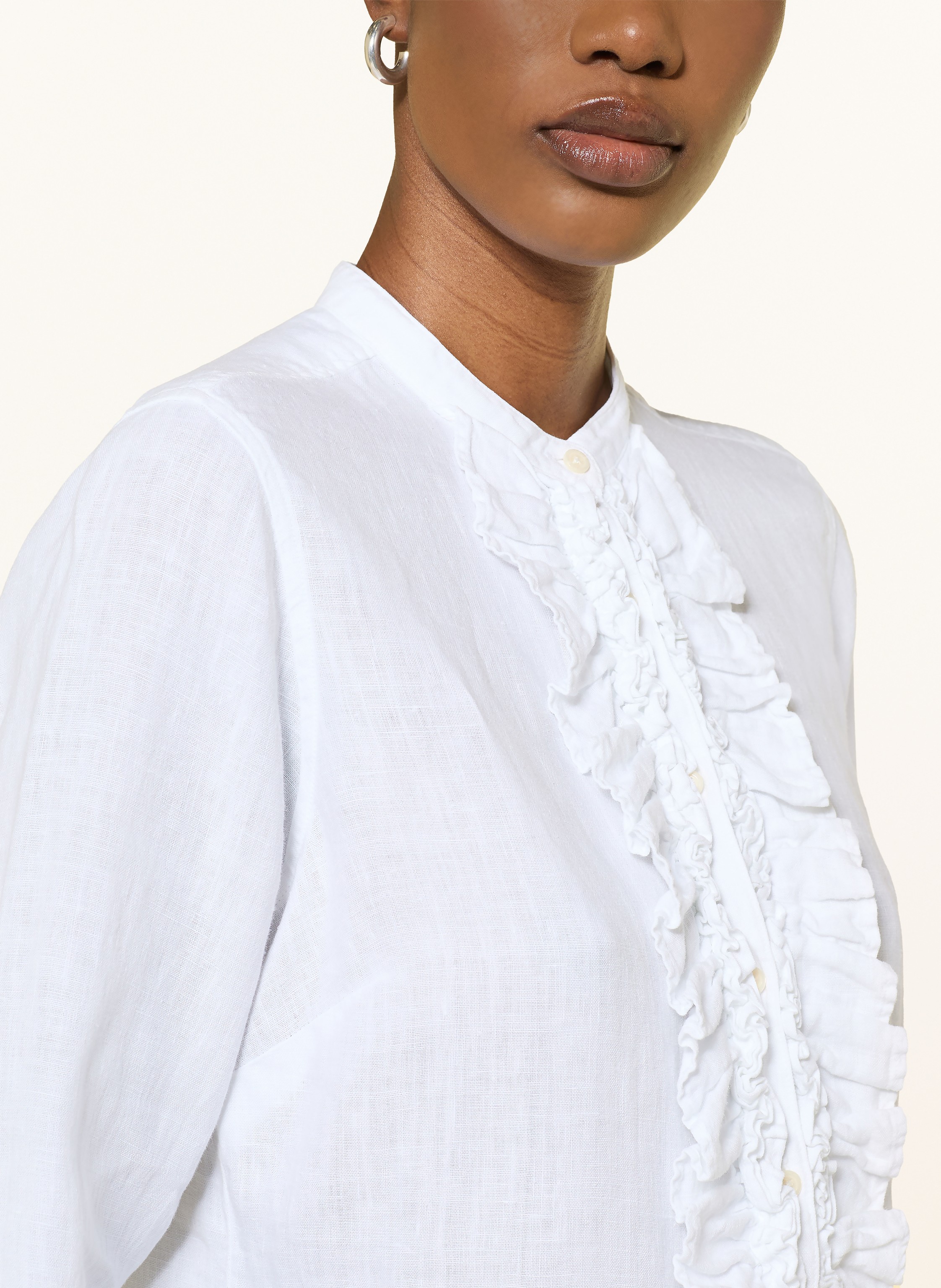 Thumbnail - Sosue Leinenbluse Mit Rüschen weiss