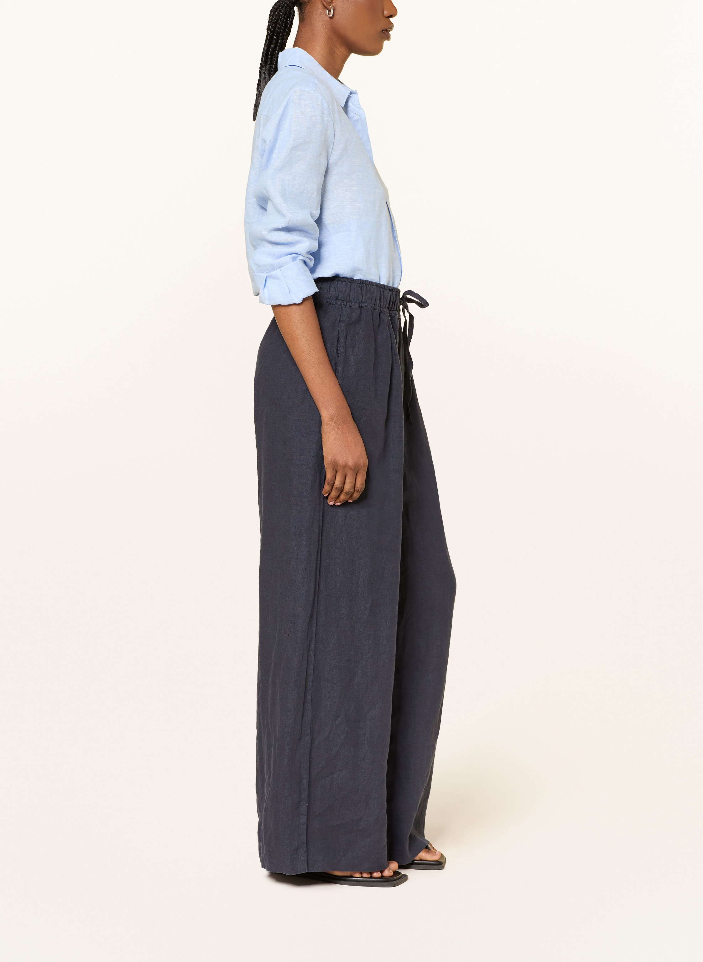 Thumbnail - Sosue Marlenehose Josy Aus Leinen blau