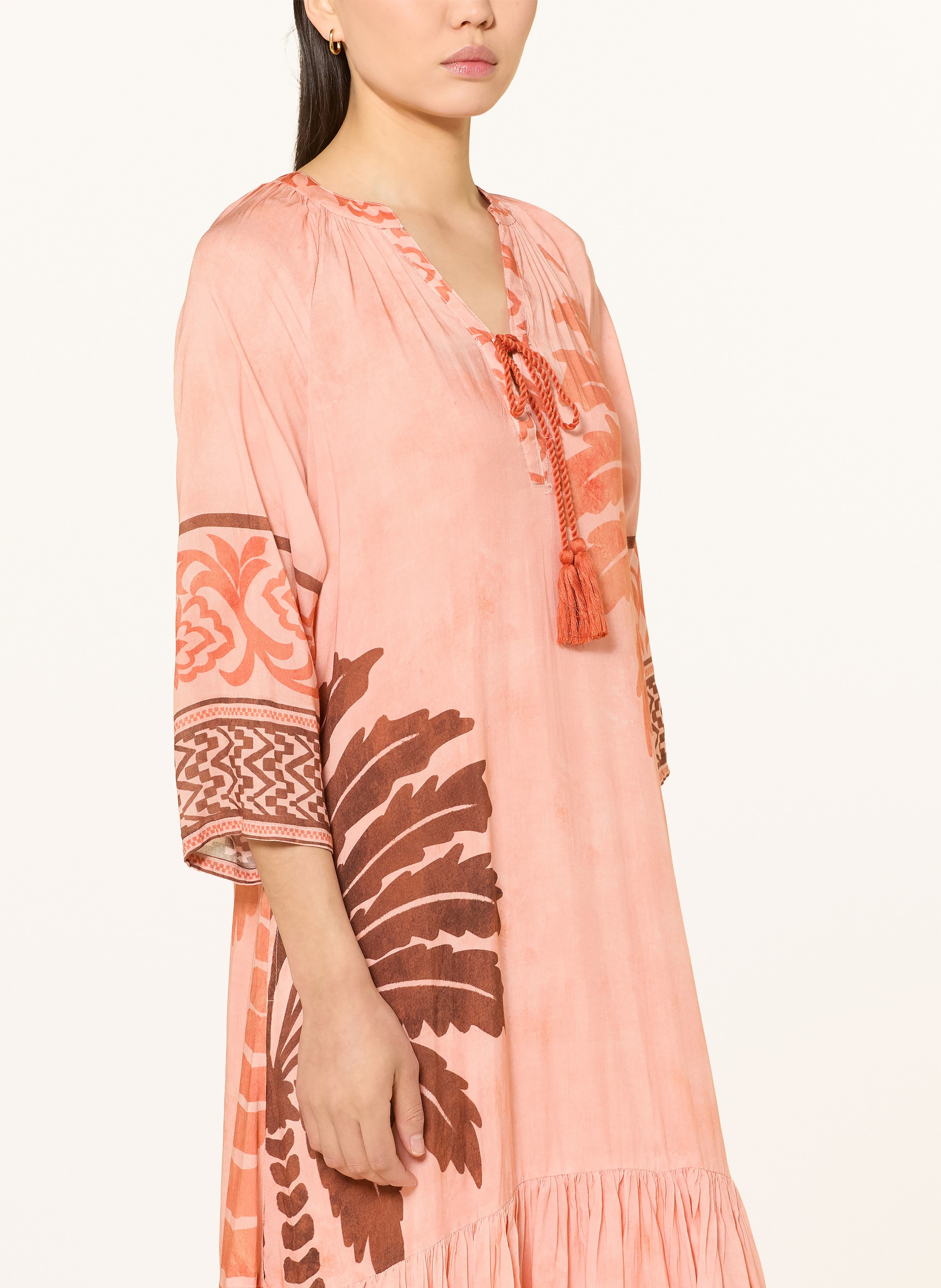 Thumbnail - Miss June Kleid Aida Palme Mit 3/4-Arm orange