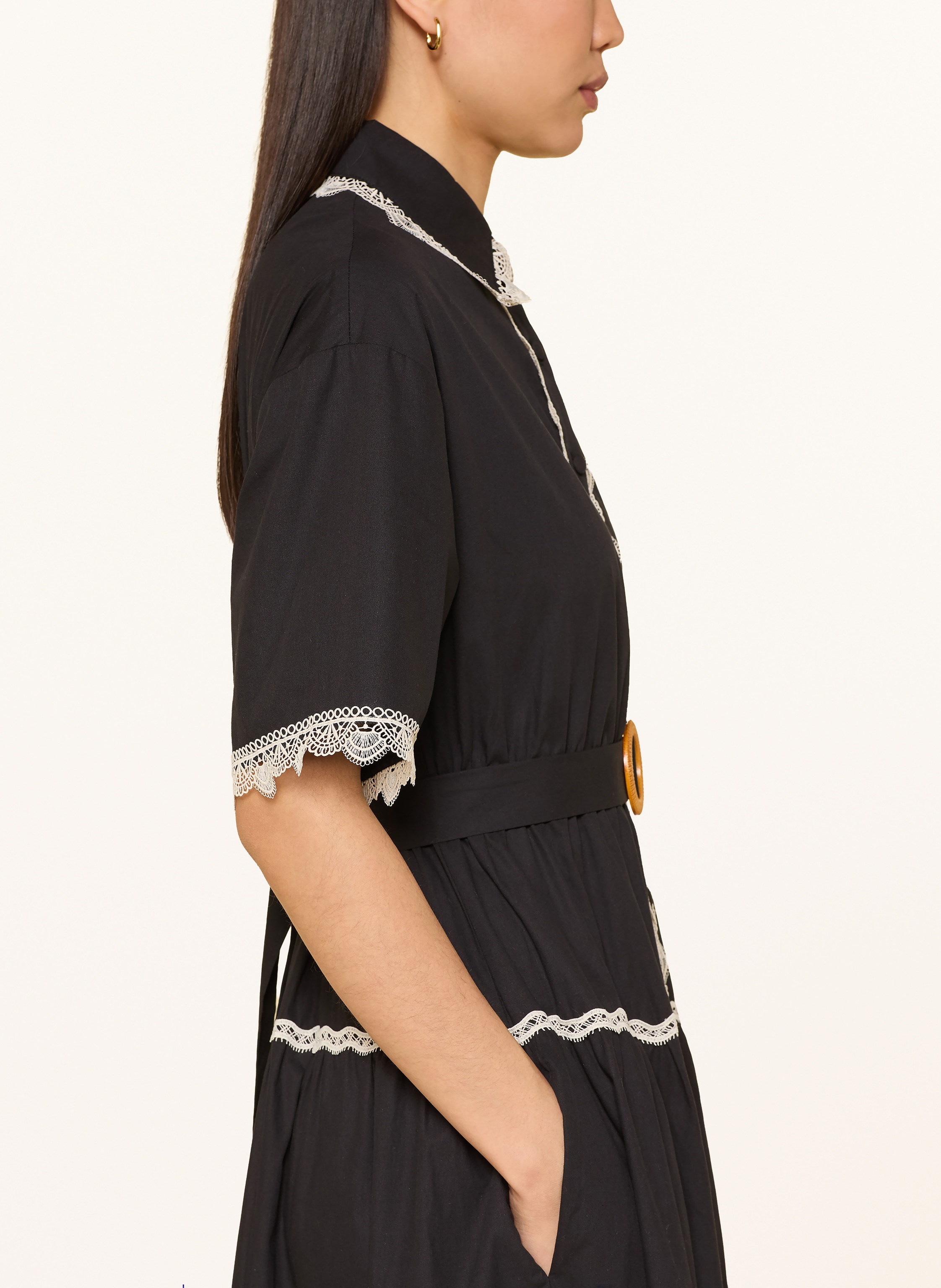 Thumbnail - Miss June Hemdblusenkleid Betty Mit Spitze schwarz