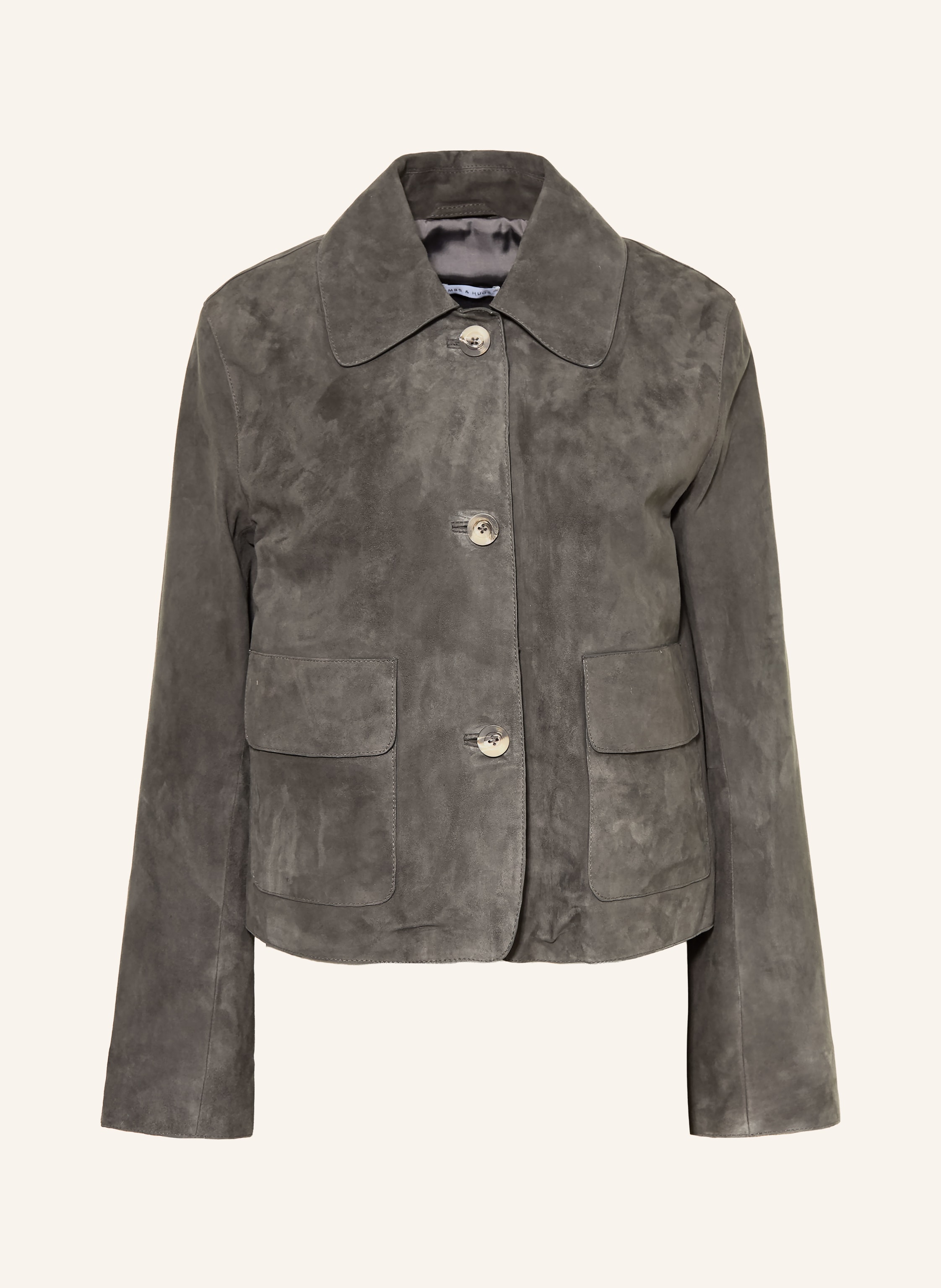 Mrs & Hugs Lederjacke grau