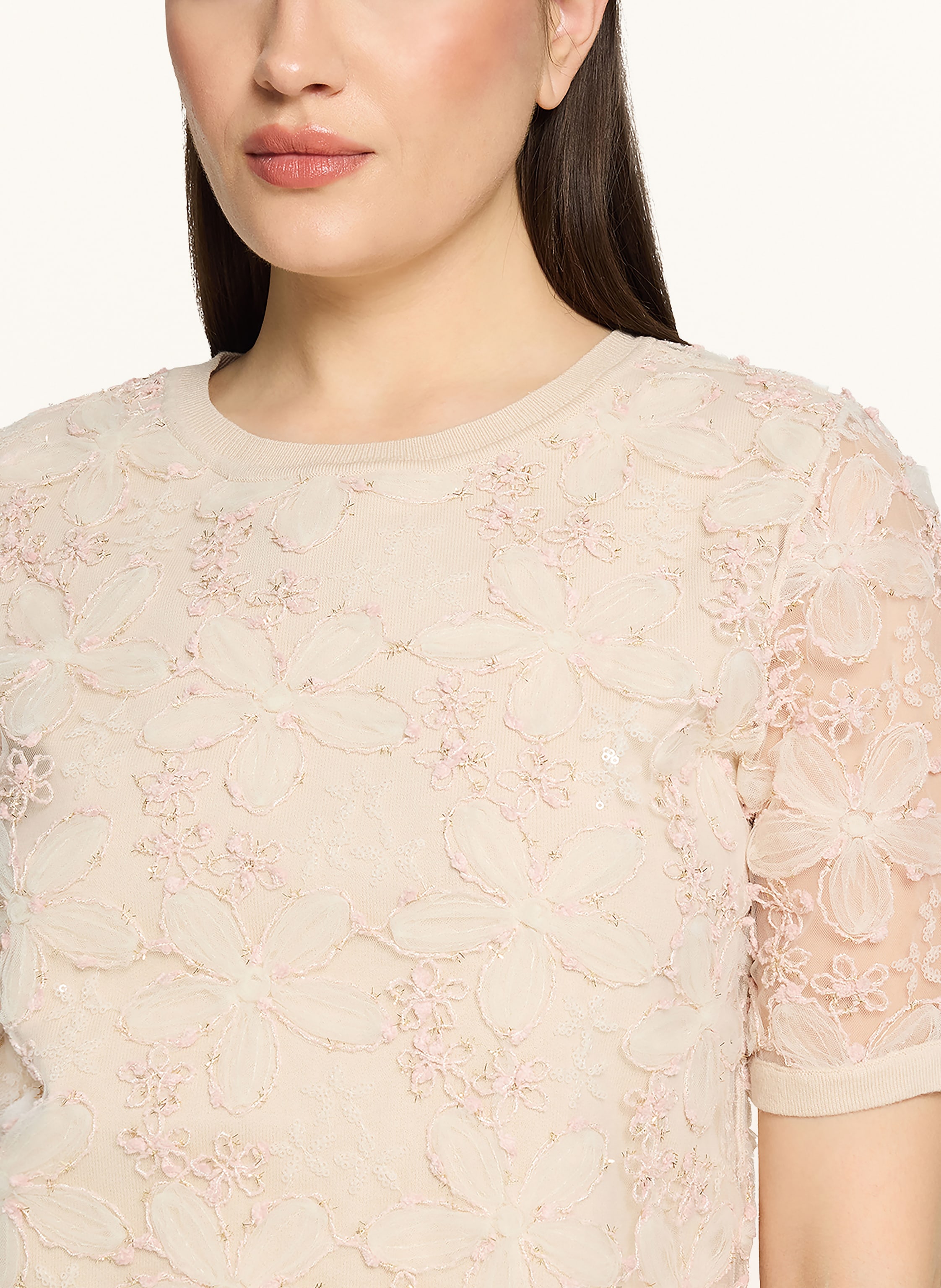 Thumbnail - Betty&Co Strickshirt Im Materialmix Mit Pailletten rosa