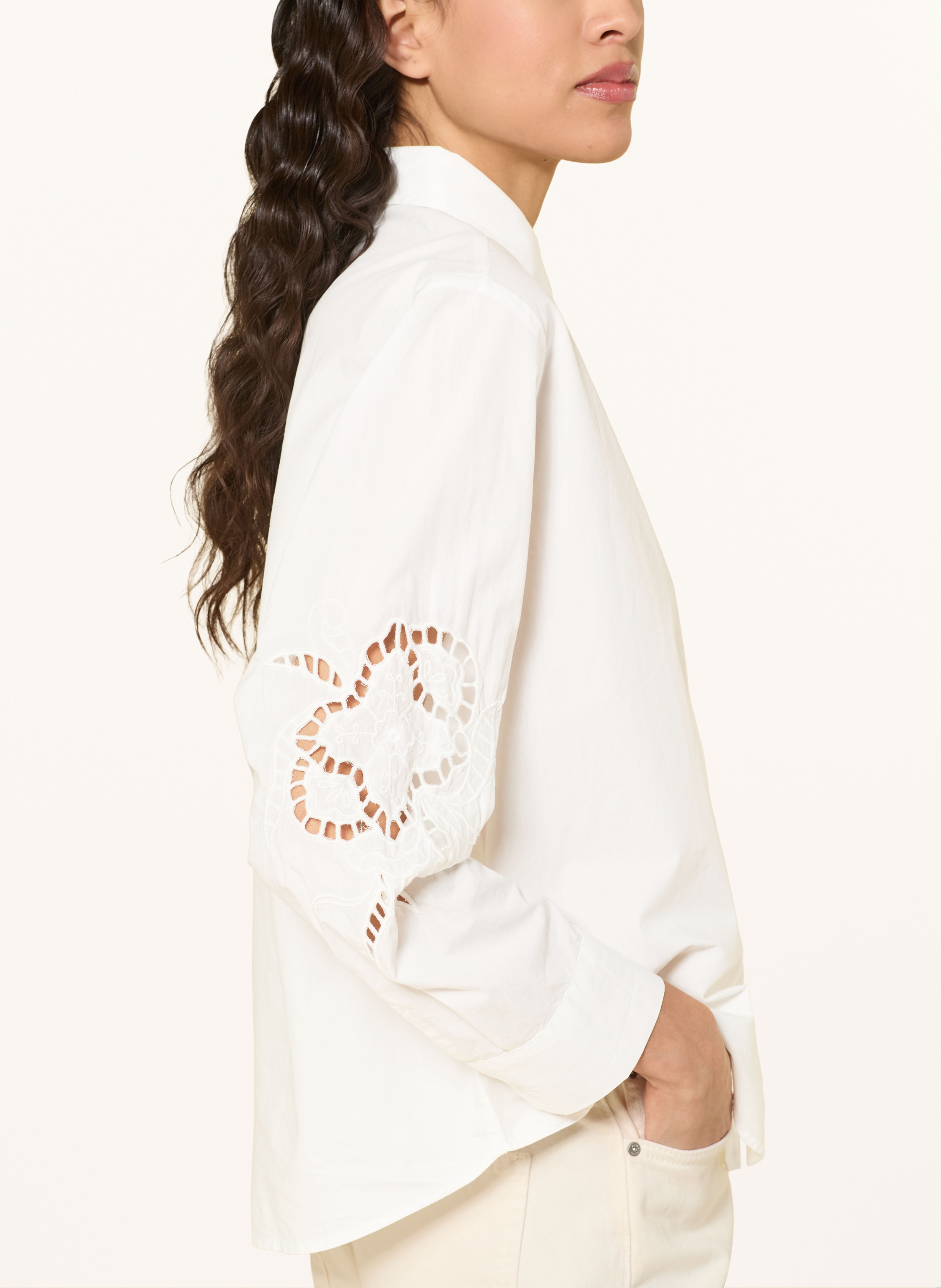 Thumbnail - Mavi Hemdbluse Mit Lochspitze weiss