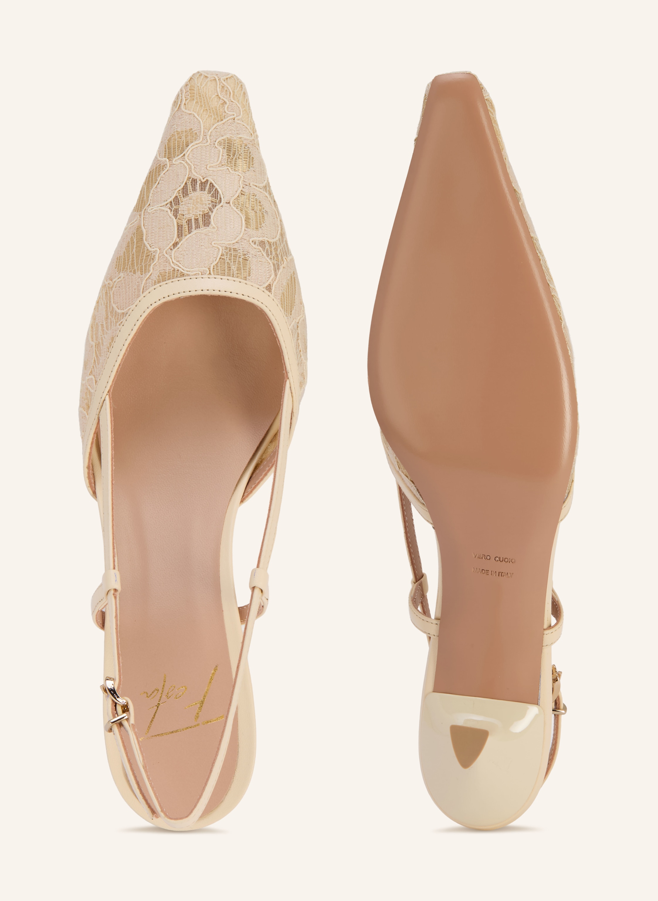 Thumbnail - Festa Slingpumps Palmy Pizzo weiss