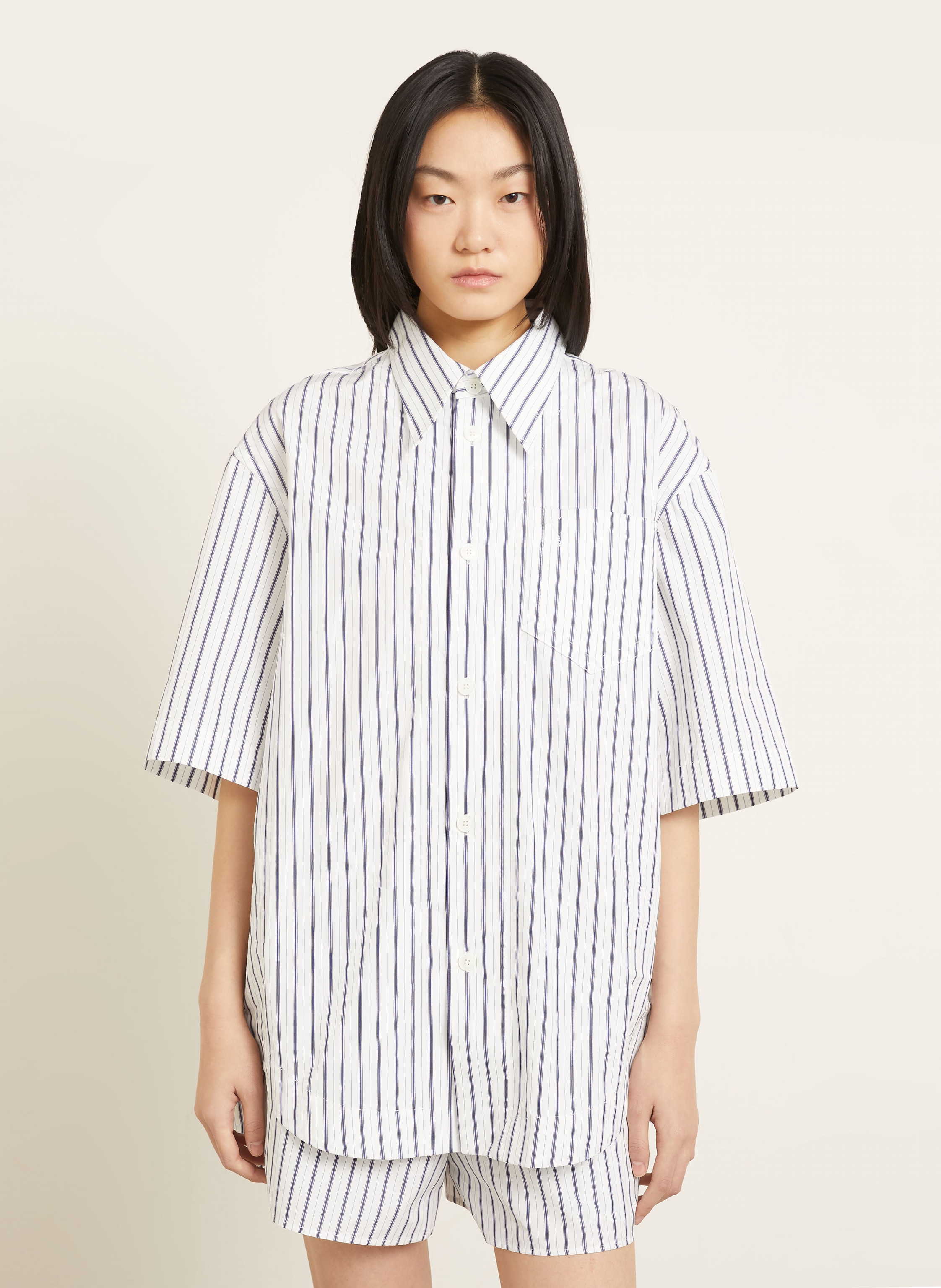 Thumbnail - Ami Paris Oversized-Hemdbluse weiss