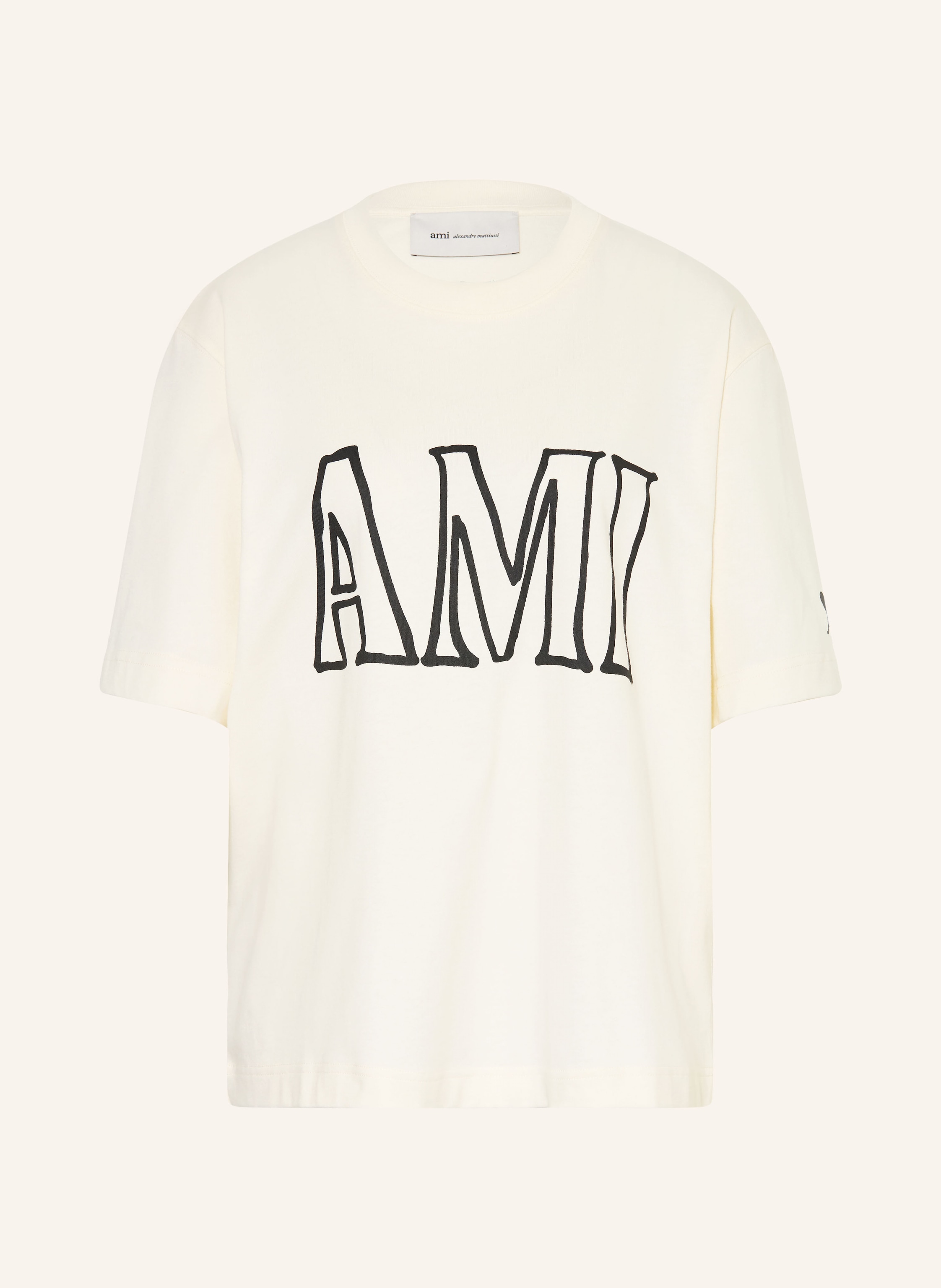 AMI PARIS T-shirt in cream / black
