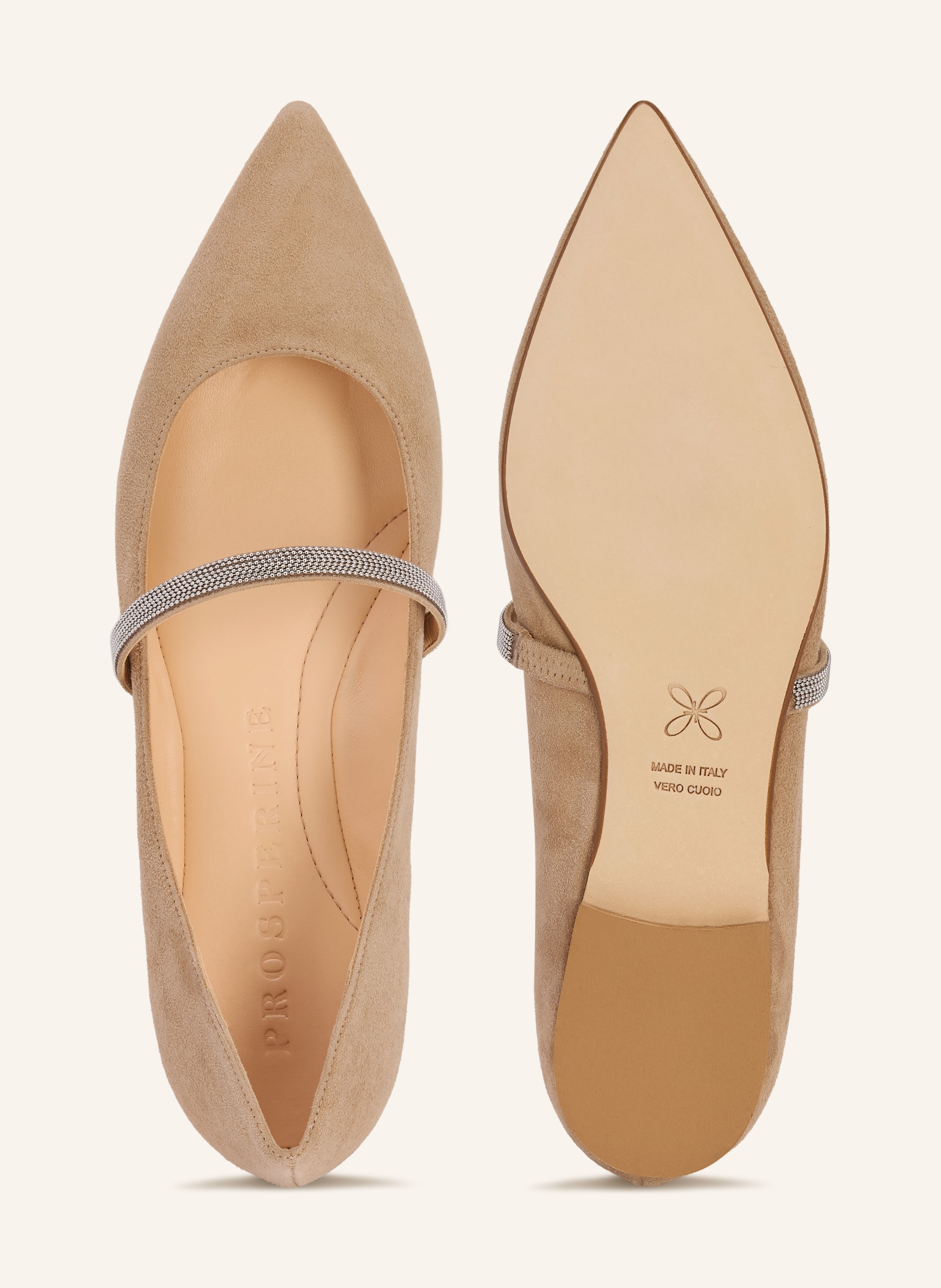 Thumbnail - Prosperine Mary-Jane-Ballerinas Mit Schmuckperlen beige