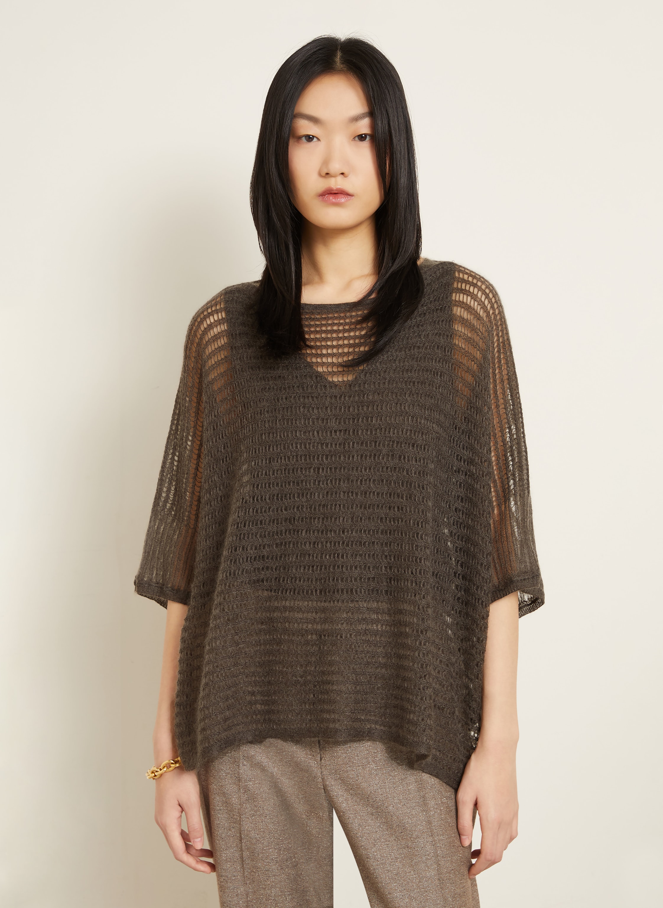 Thumbnail - Iris Von Arnim Strickhülle Mit 3/4-Arm weiss