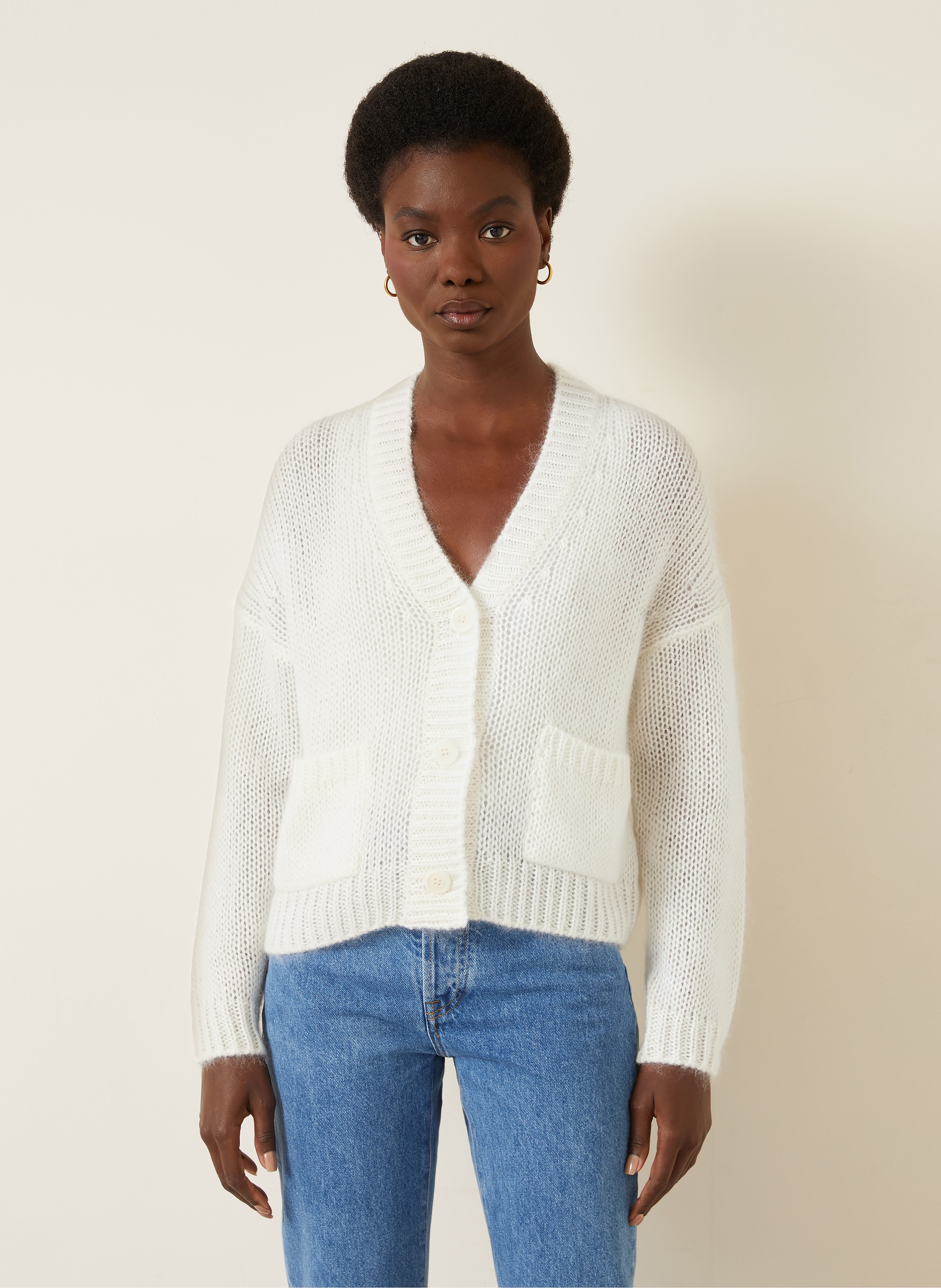 Thumbnail - Iris Von Arnim Strickjacke Limone Mit Mohair Und Seide weiss