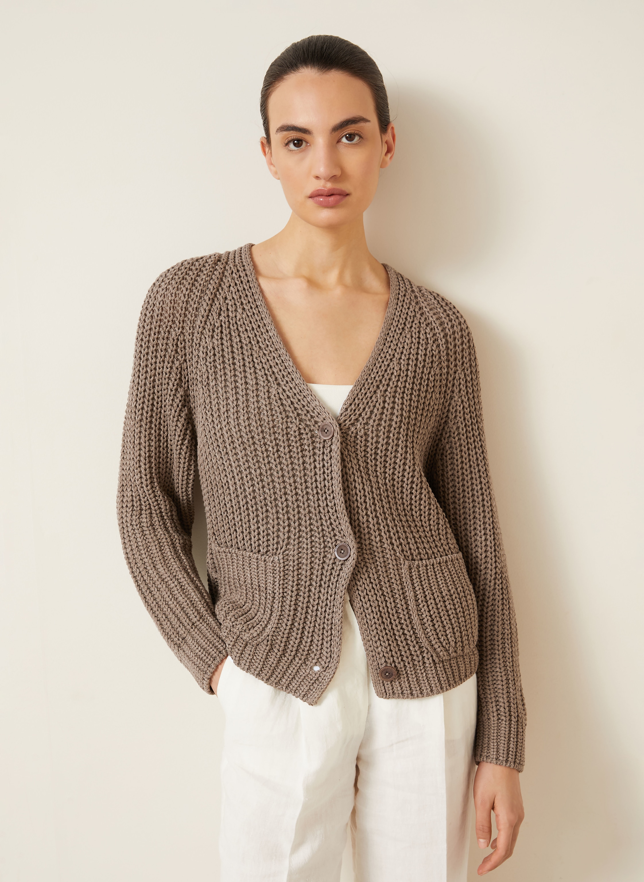 Thumbnail - Iris Von Arnim Strickjacke Aliva Mit Seide Und Leinen beige