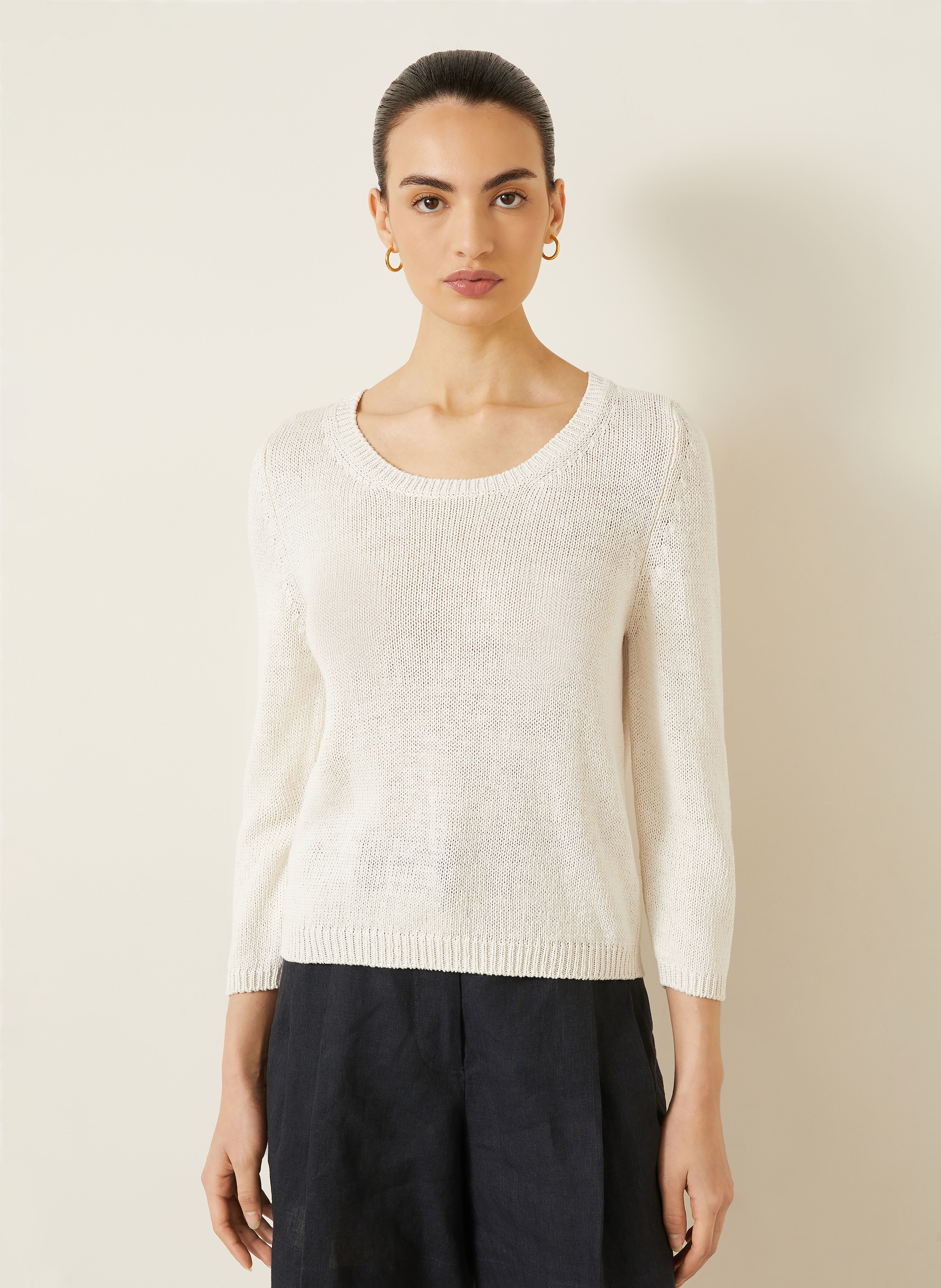 Thumbnail - Iris Von Arnim Pullover Dilia Mit Seide Und Leinen weiss