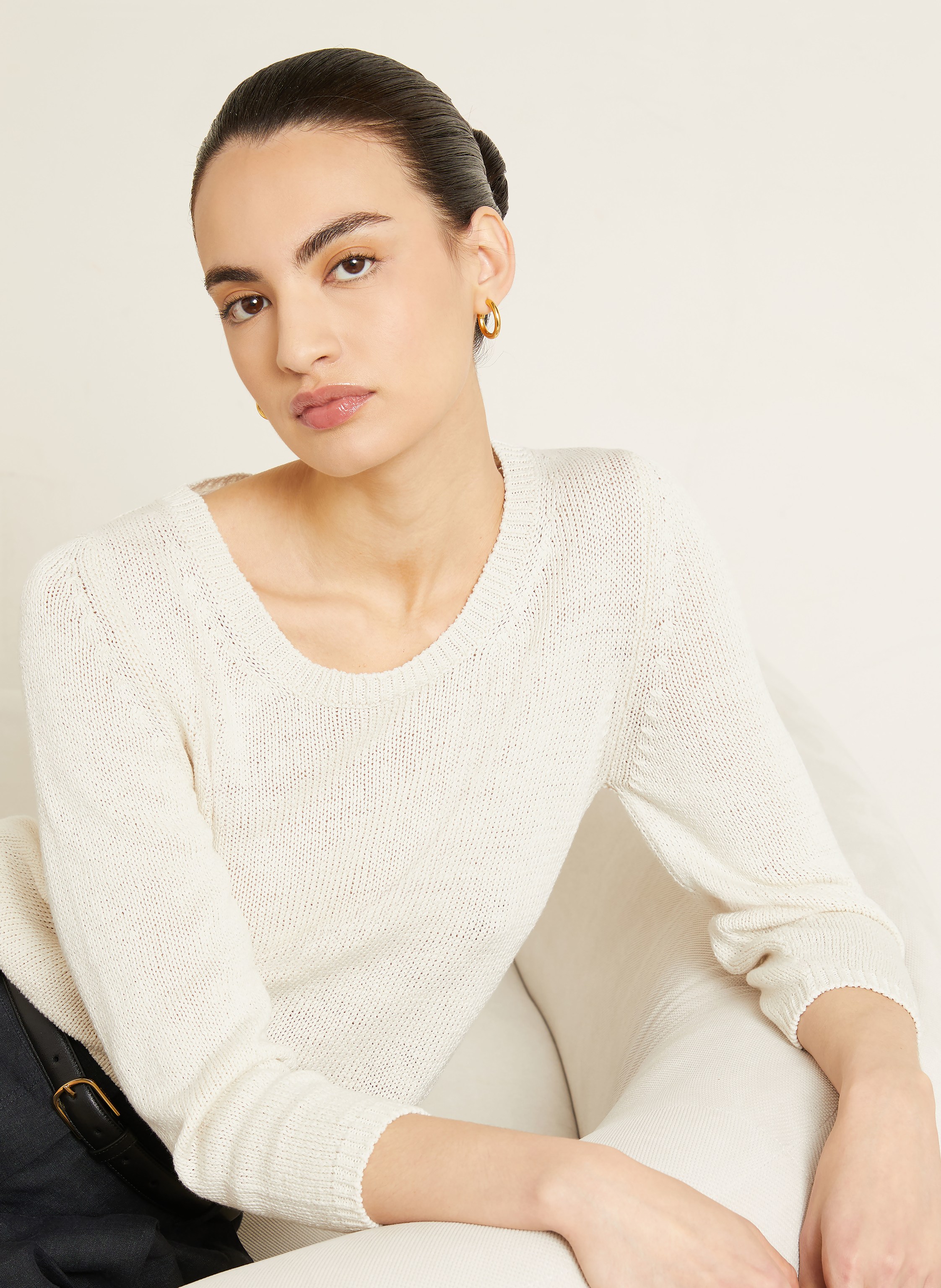 Thumbnail - Iris Von Arnim Pullover Dilia Mit Seide Und Leinen weiss