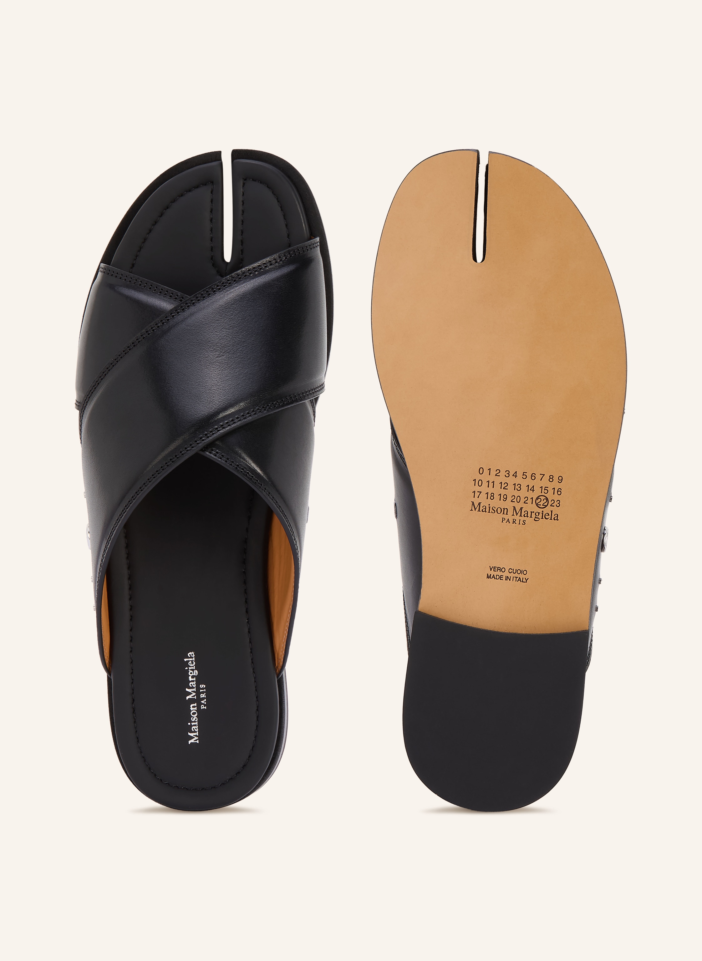 Thumbnail - Maison Margiela Pantoletten Tabi schwarz