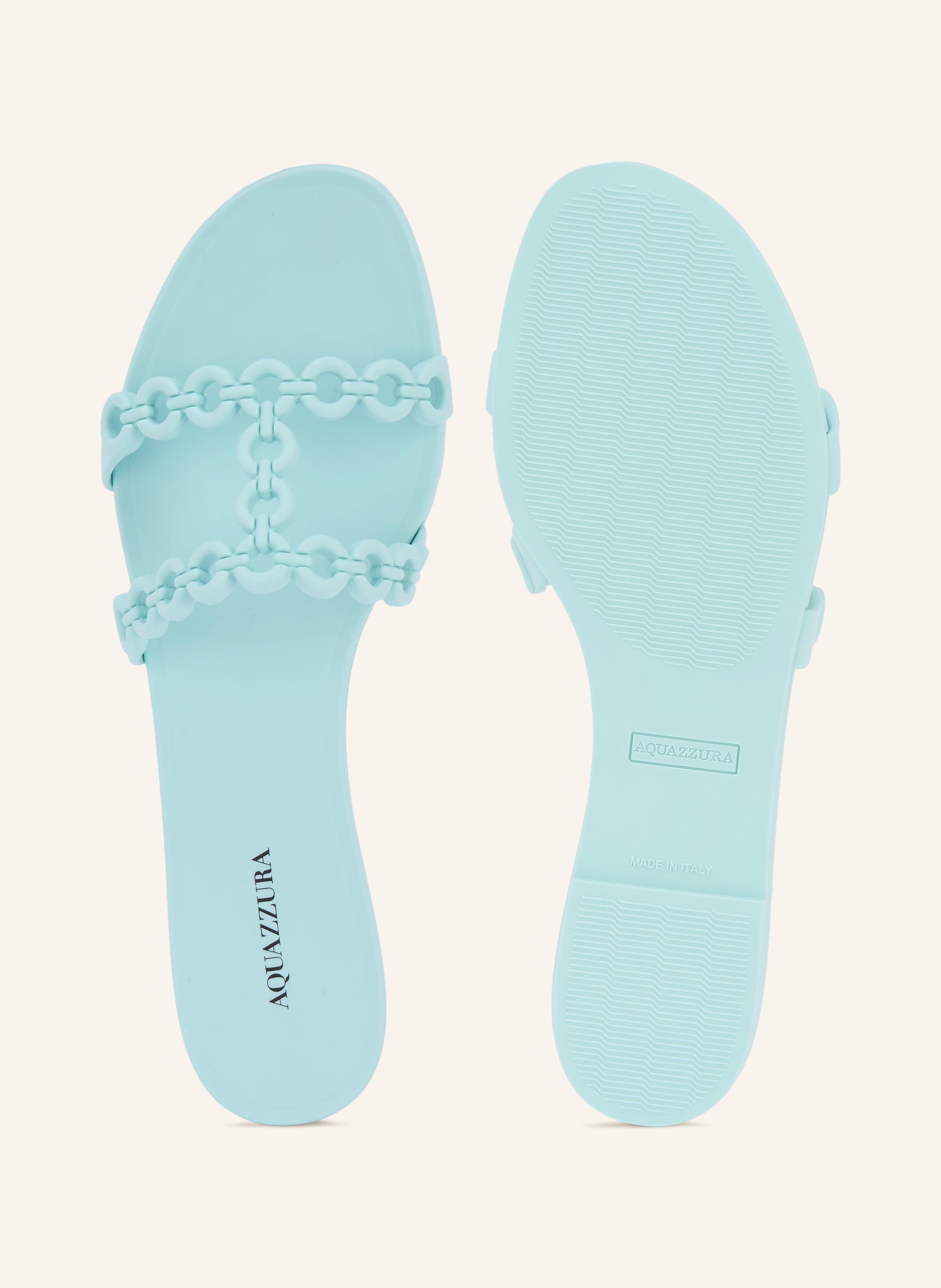 Thumbnail - Aquazzura Pantoletten Infinity Chain blau