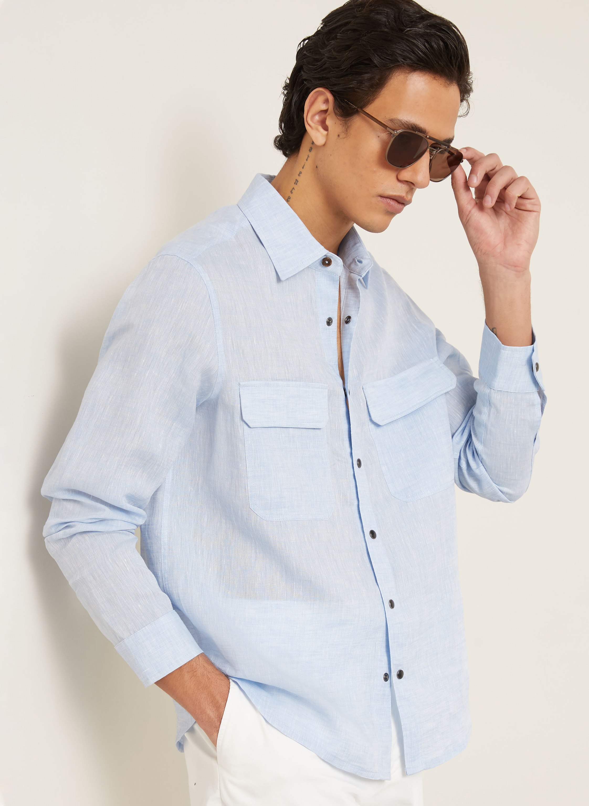 Thumbnail - Fioroni Leinenhemd Comfort Fit blau