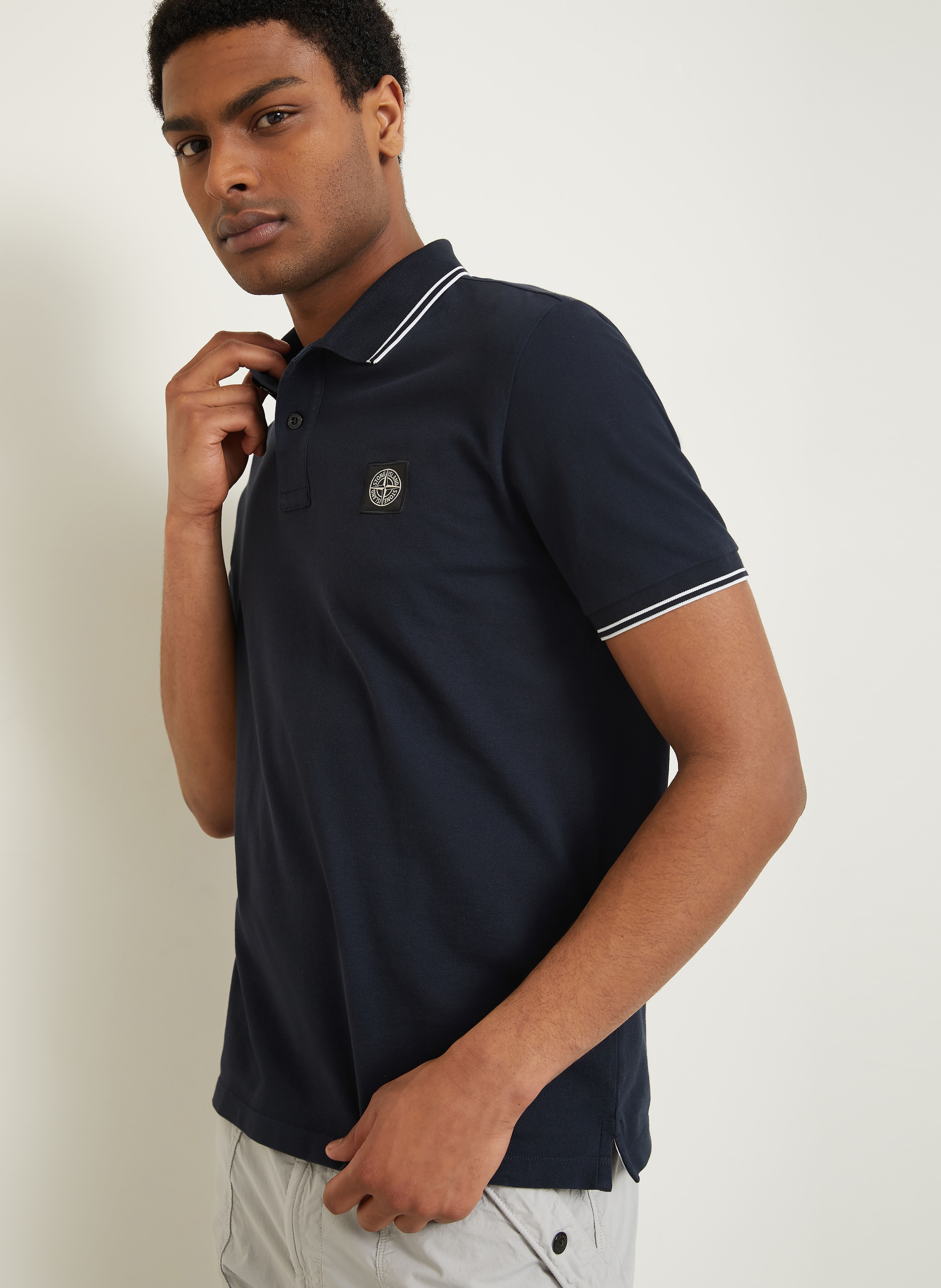 Thumbnail - Stone Island Piqué-Poloshirt blau