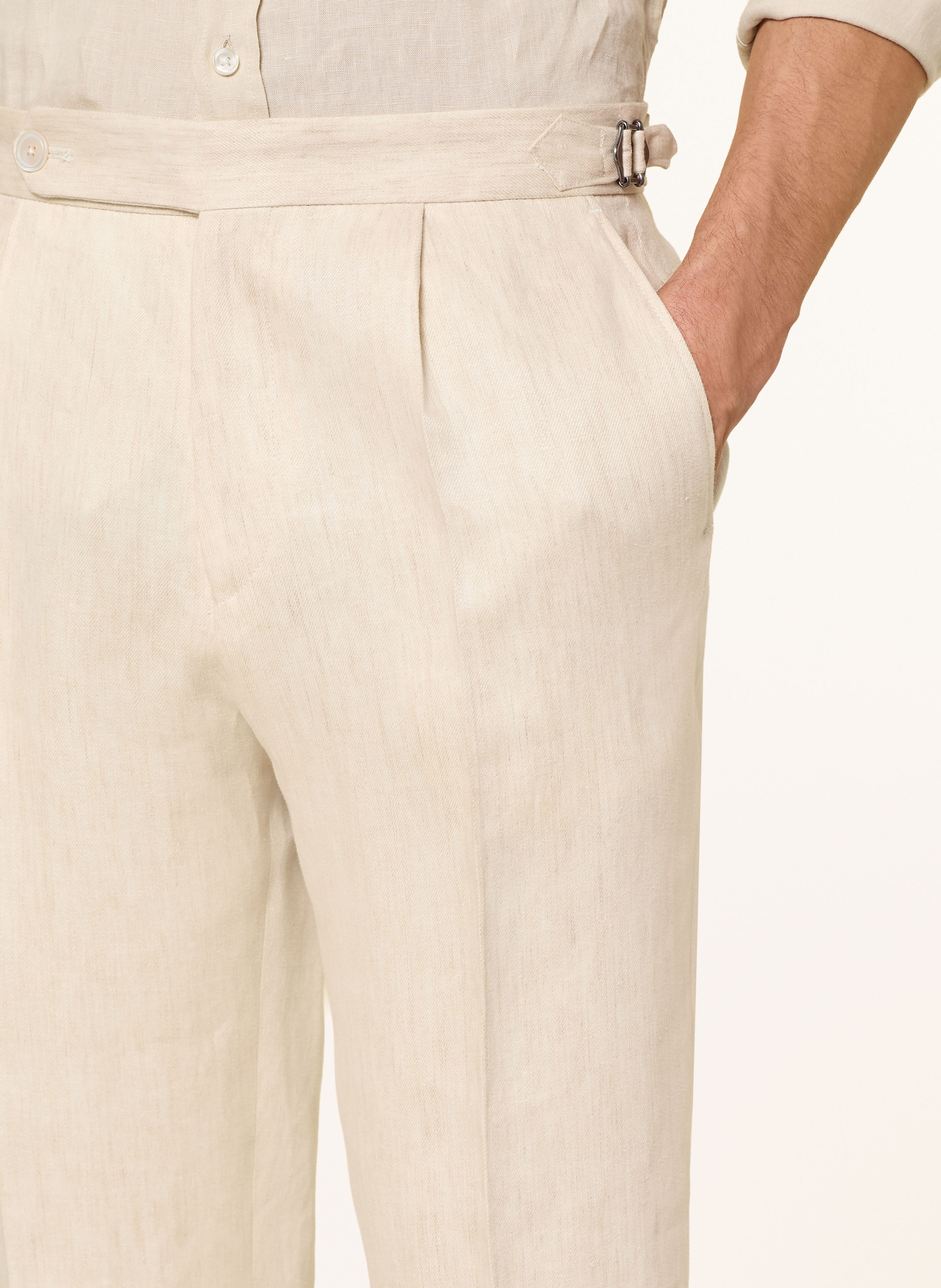 Thumbnail - Boss Leinen-Chino Perino Tapered Fit beige