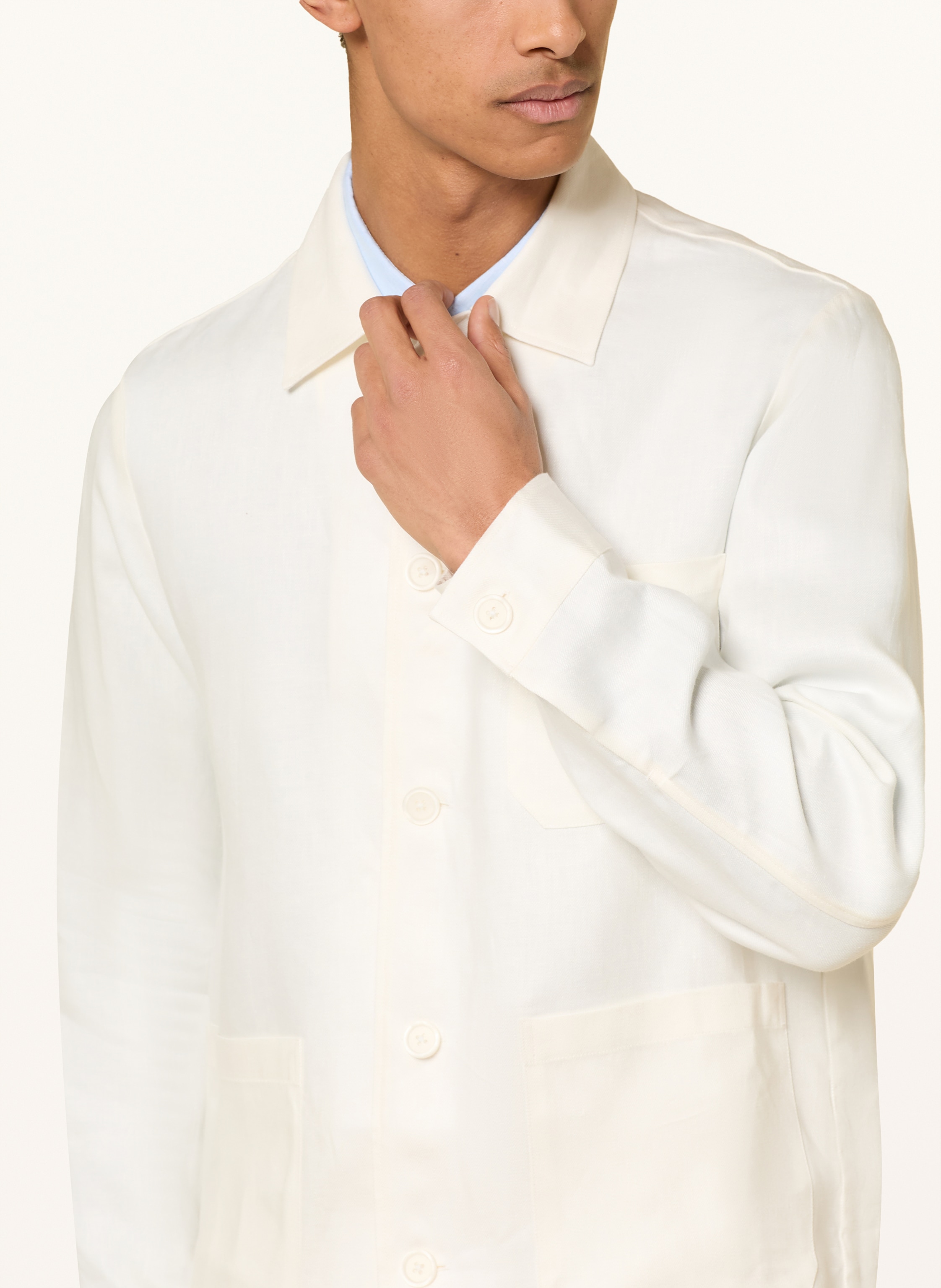 Thumbnail - Boss Overjacket Aus Leinen weiss