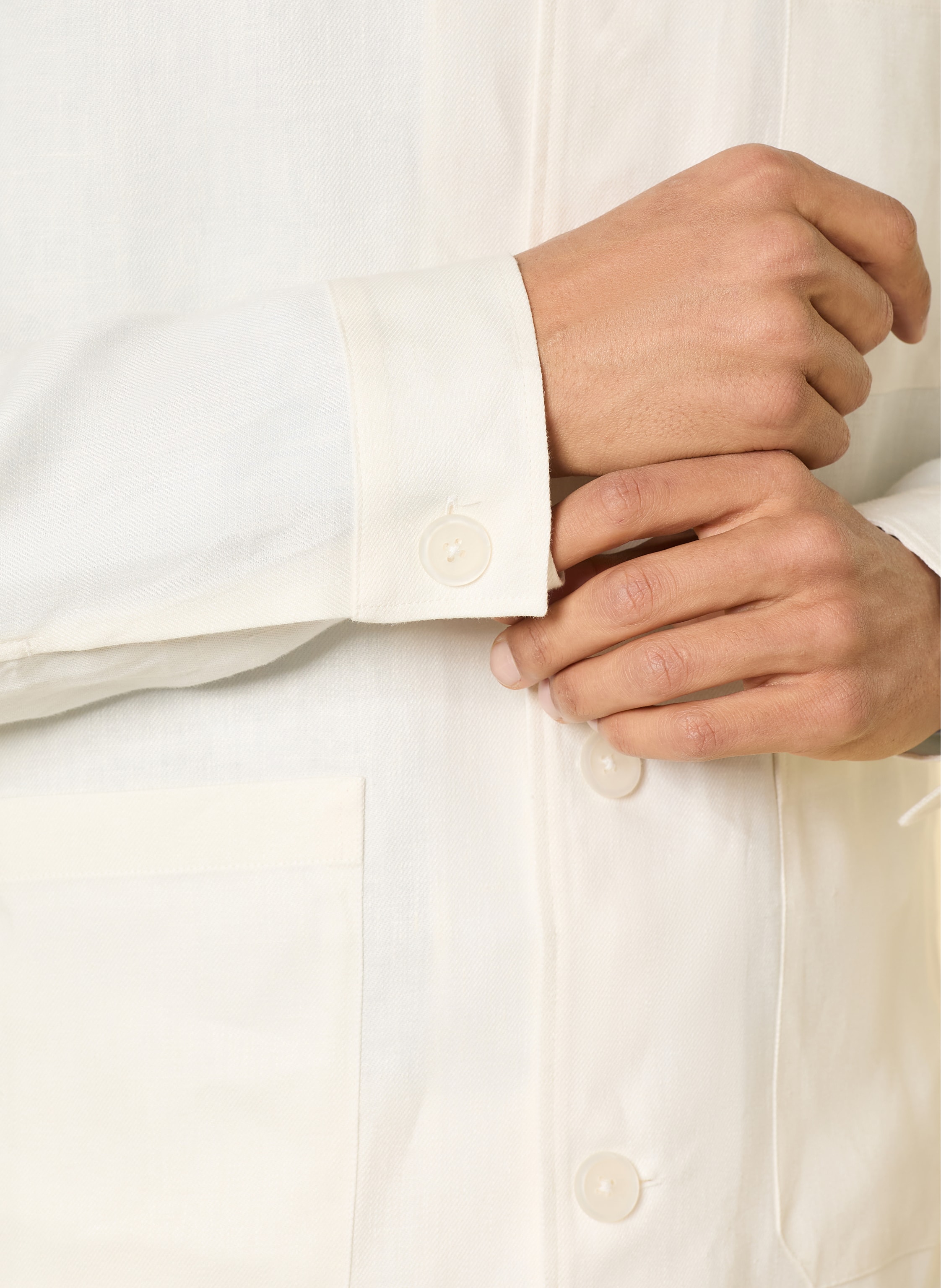 Thumbnail - Boss Overjacket Aus Leinen weiss