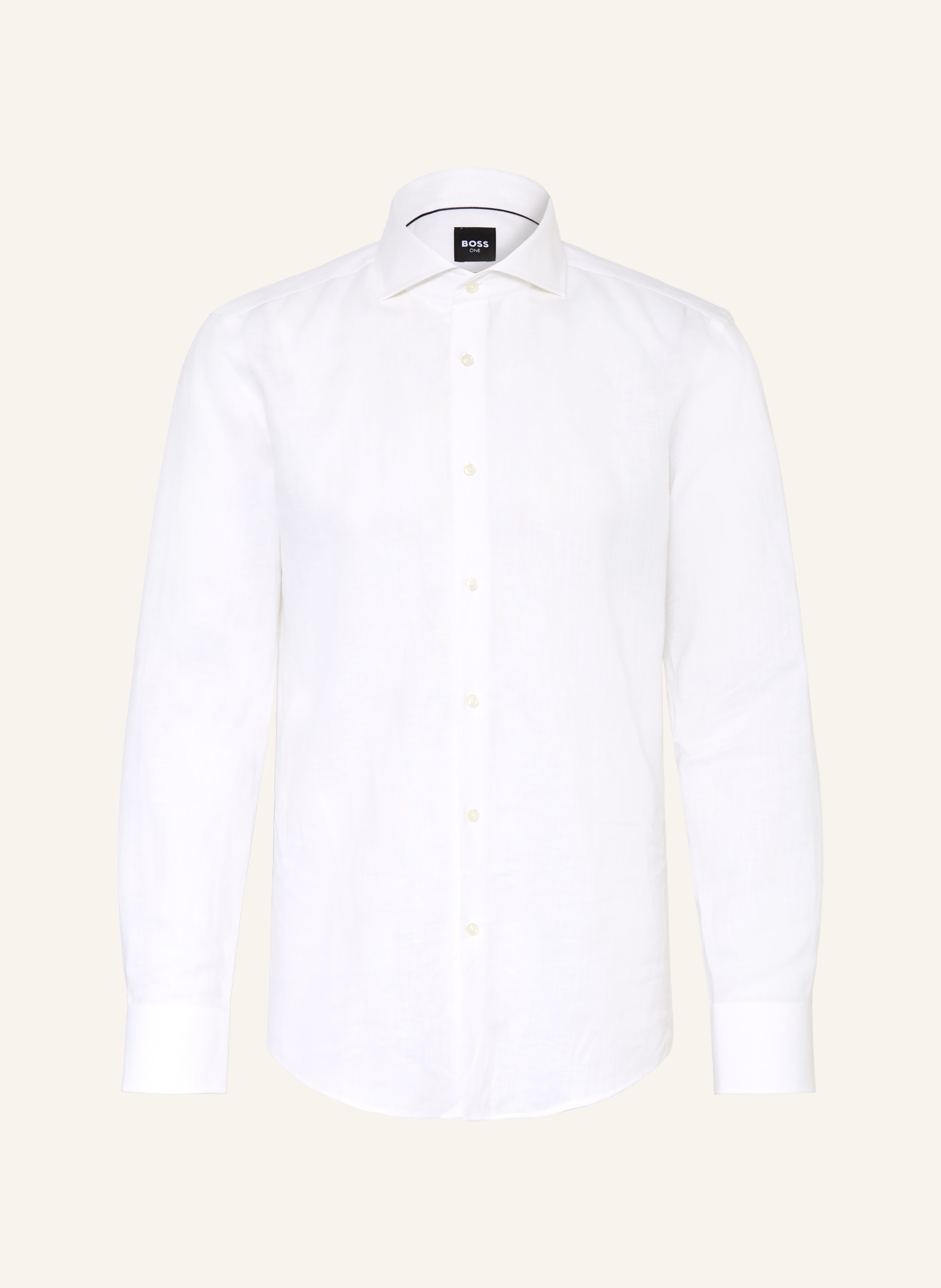Boss Hemd Hank Slim Fit Mit Leinen weiss