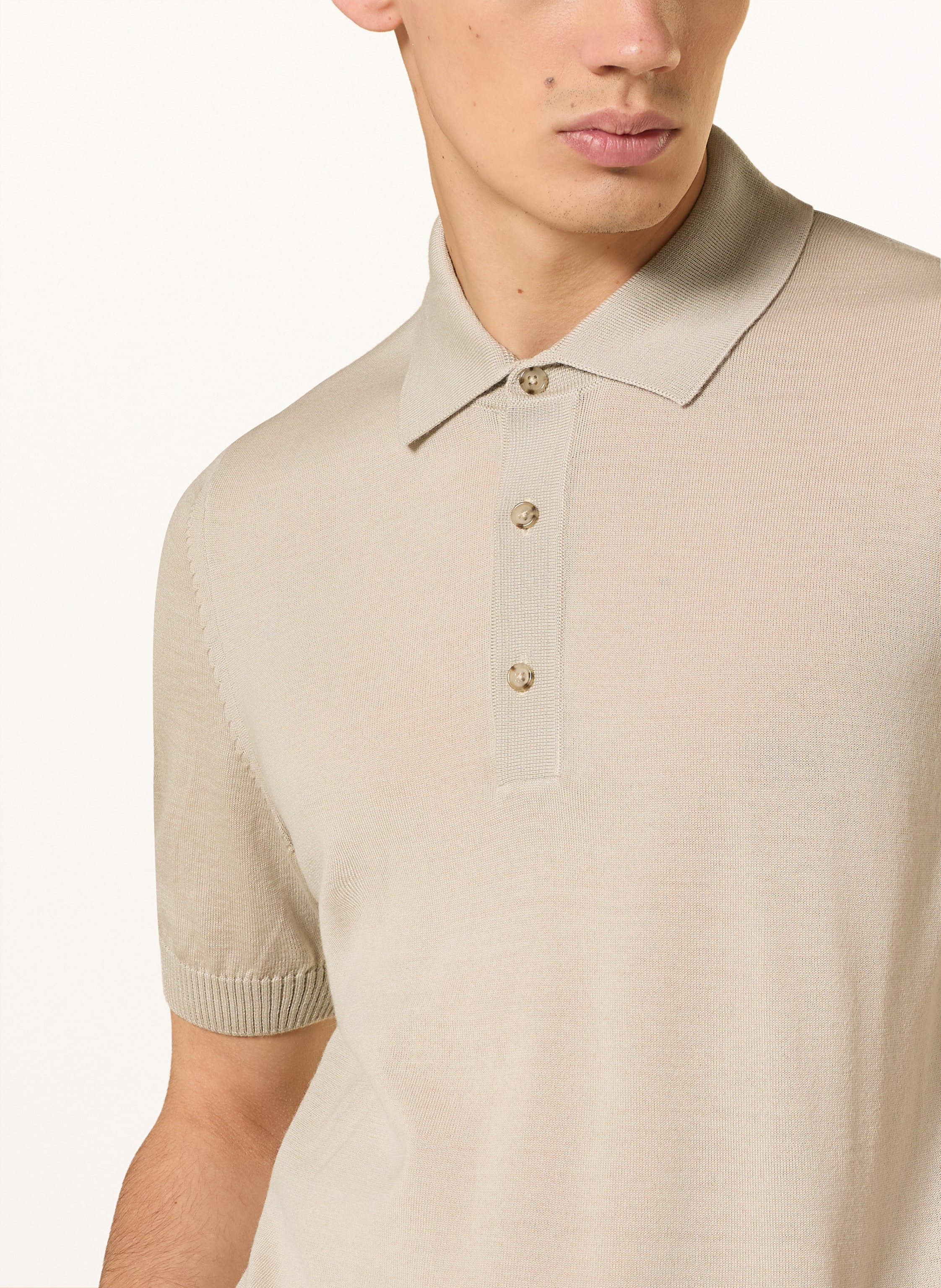 Thumbnail - Boss Strick-Poloshirt Nolano beige