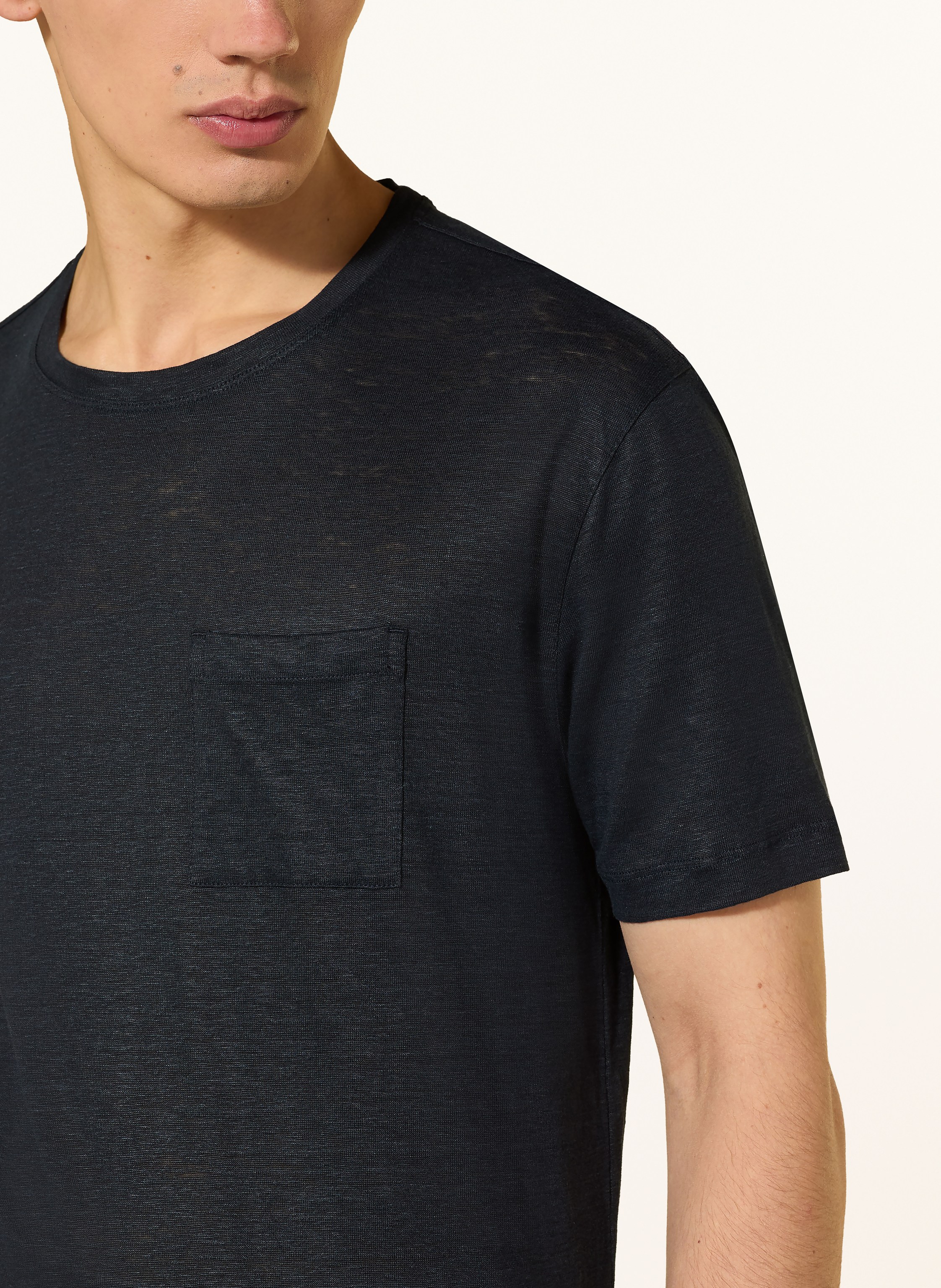 Thumbnail - Boss Strickshirt Taut Aus Leinen blau