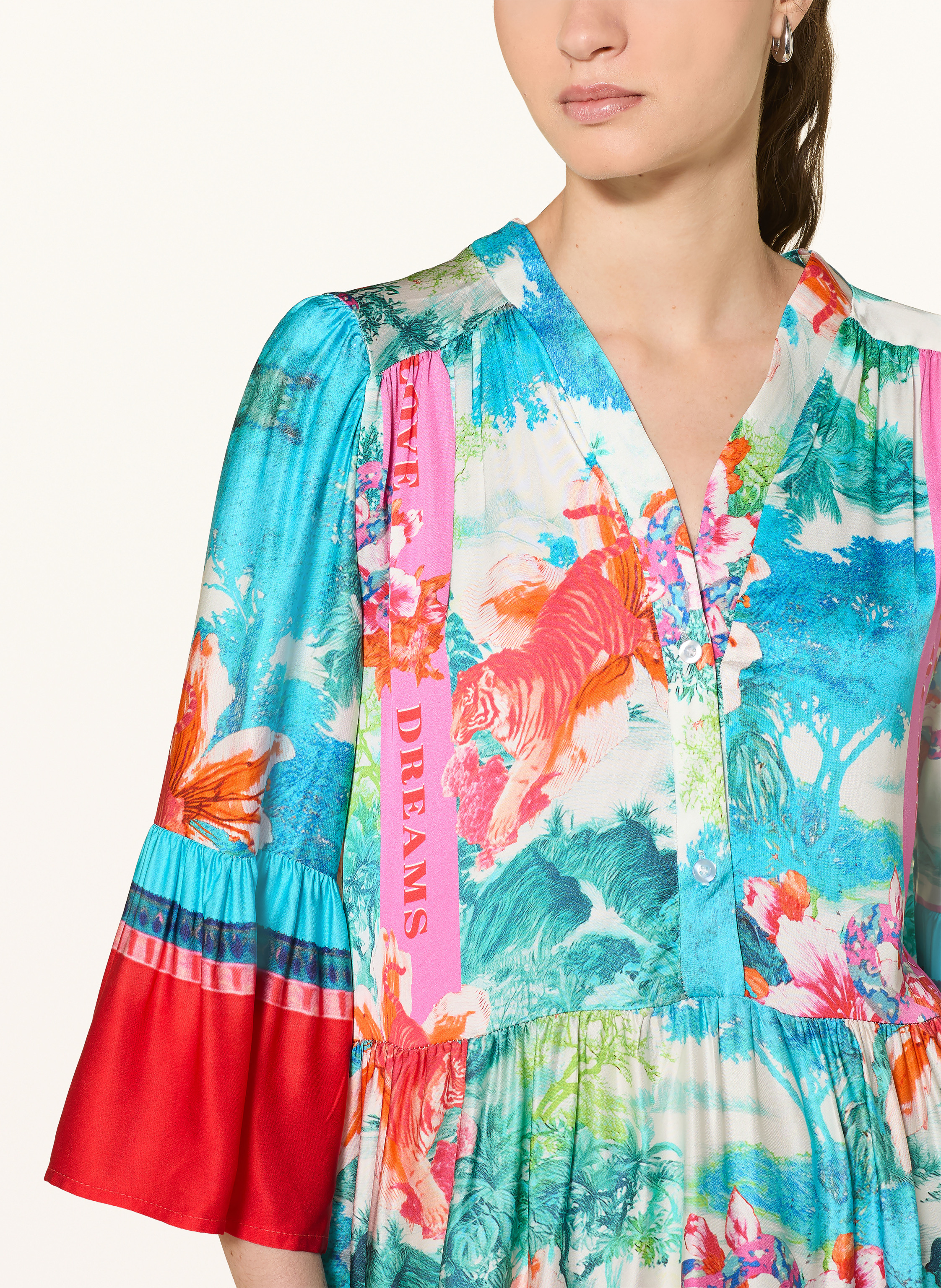 Thumbnail - Miss Goodlife Satinkleid Mit 3/4-Arm gruen