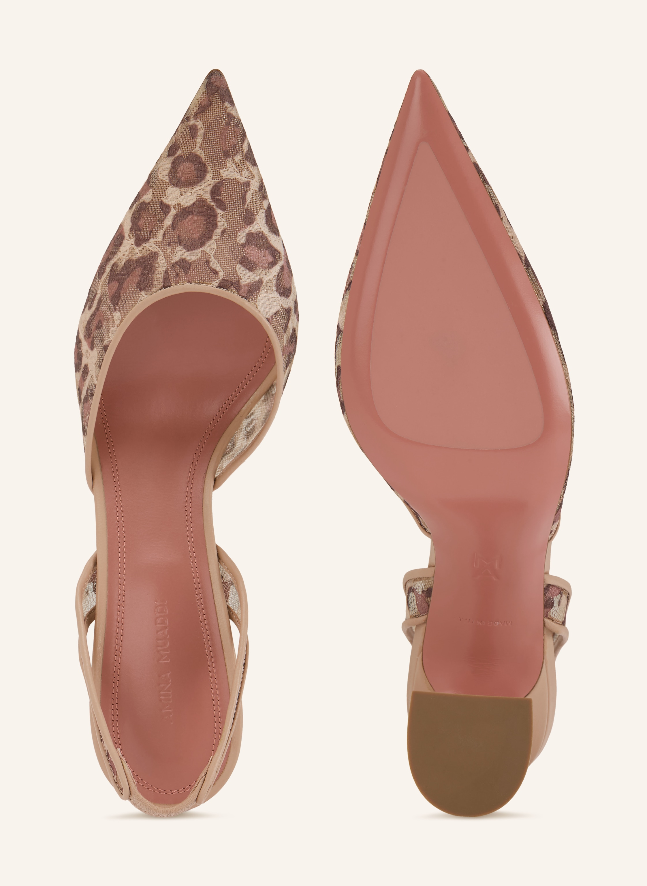 Thumbnail - Amina Muaddi Slingpumps Holli Lace Sling 95 beige