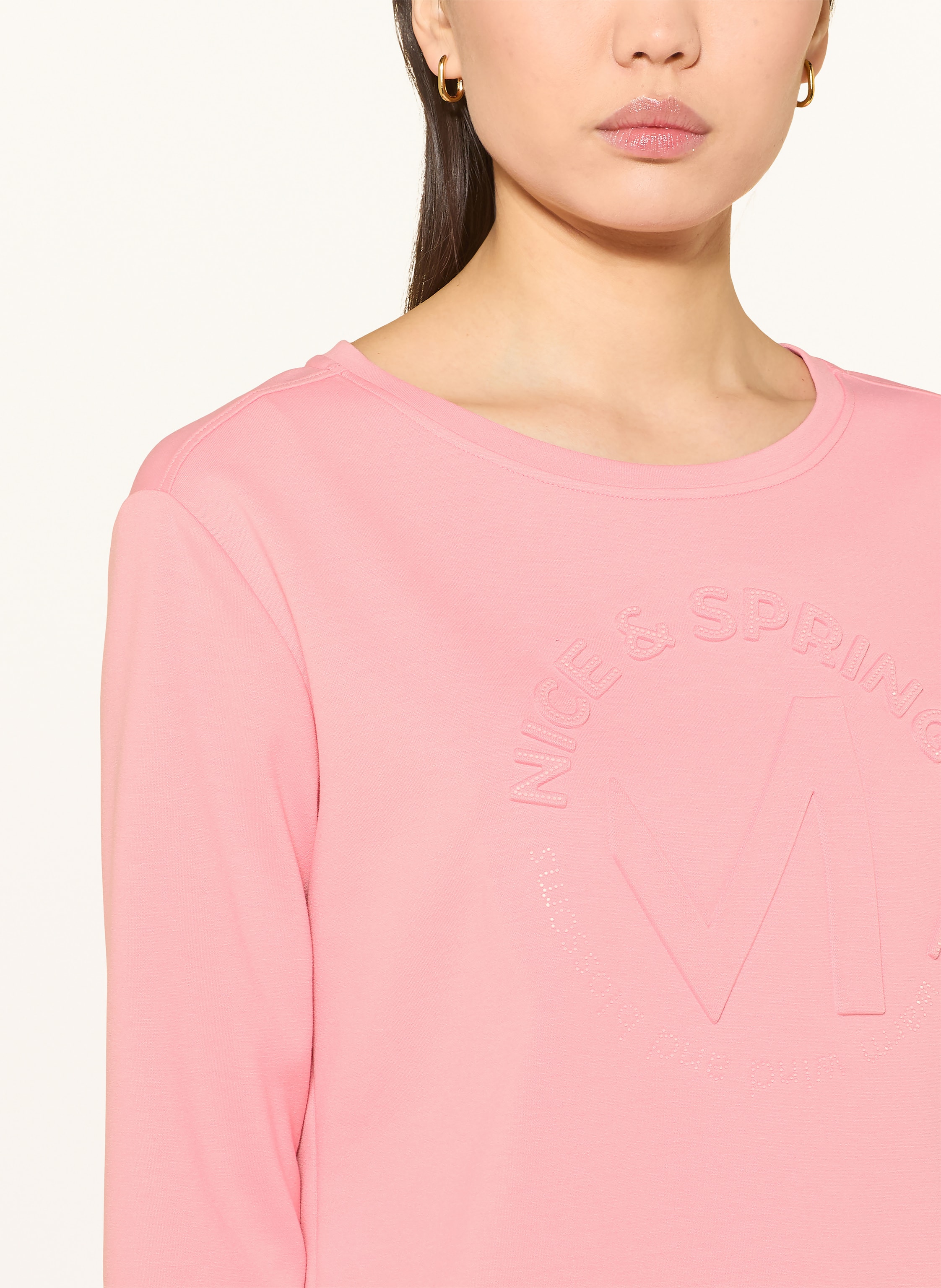 Thumbnail - Monari Longsleeve Mit 3/4-Arm Und Schmucksteinen pink
