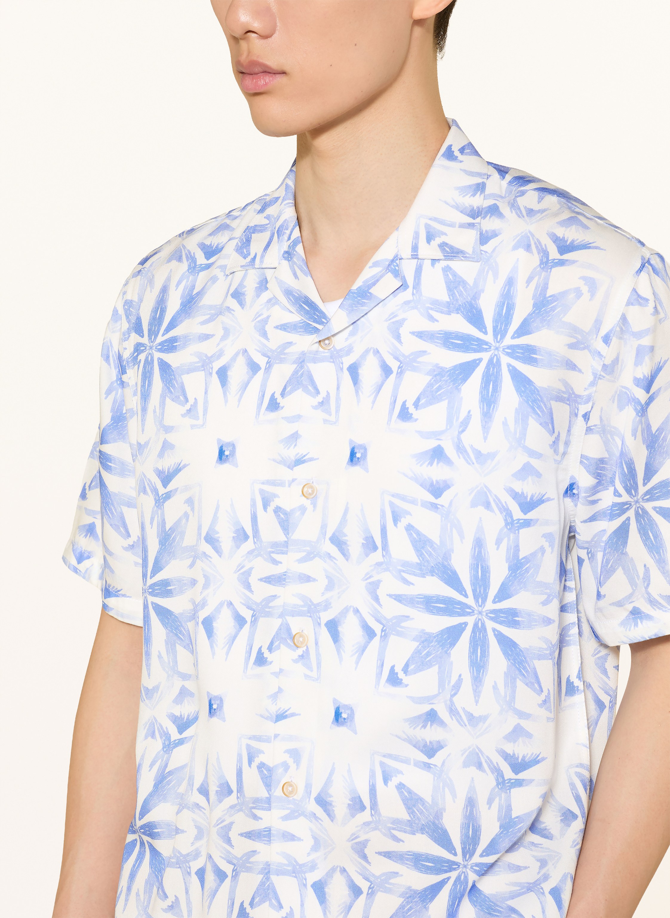 Thumbnail - Colours & Sons Resorthemd Greek Tile Regular Fit blau