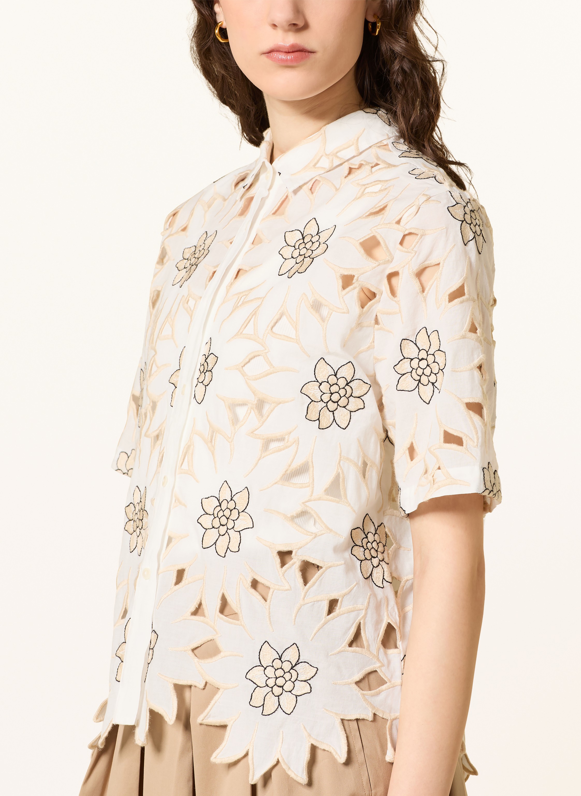 Thumbnail - 0039 Italy Hemdbluse Bea Aus Lochspitze weiss