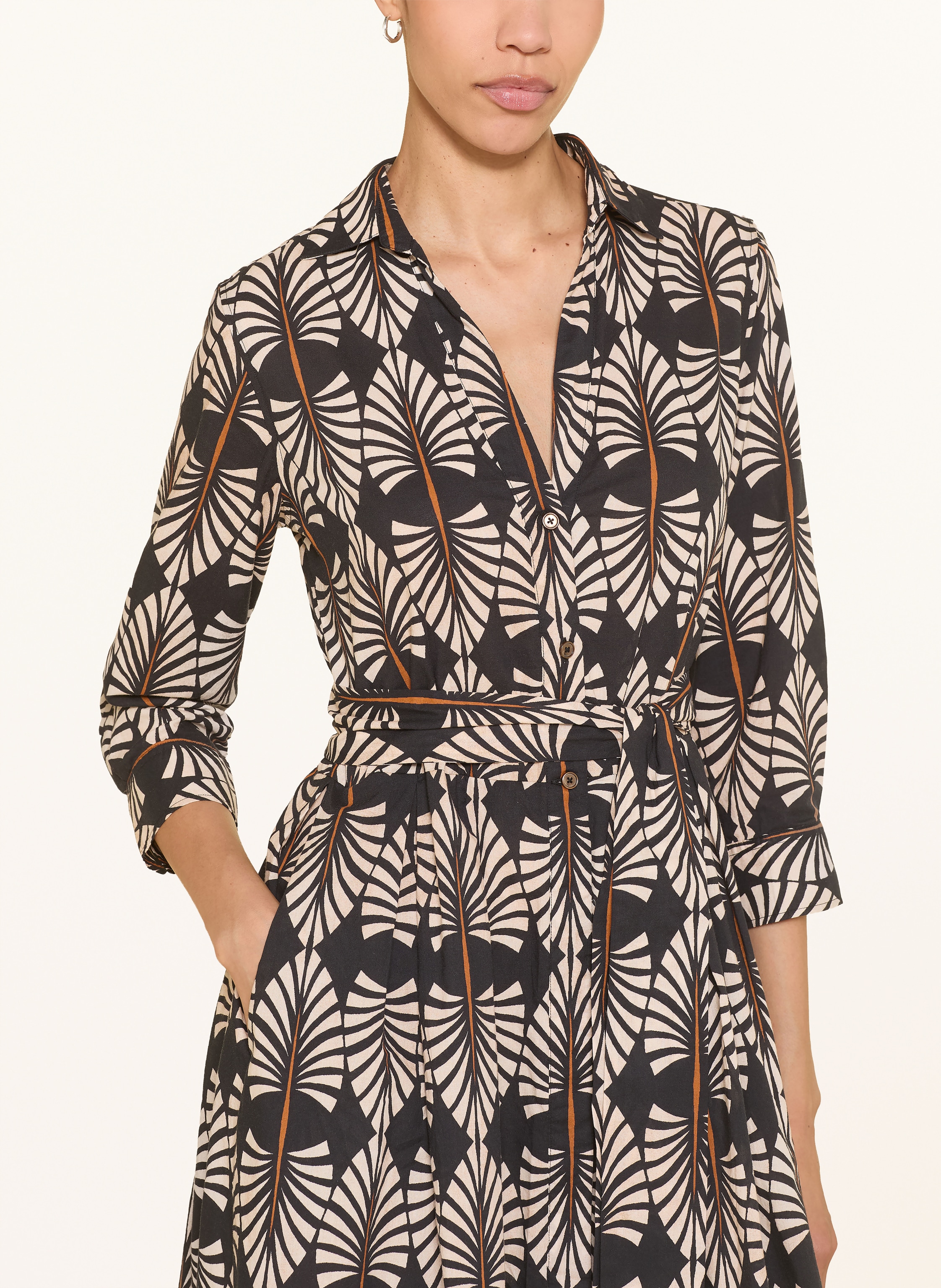 Thumbnail - 0039 Italy Hemdblusenkleid Julene Mit 3/4-Arm schwarz