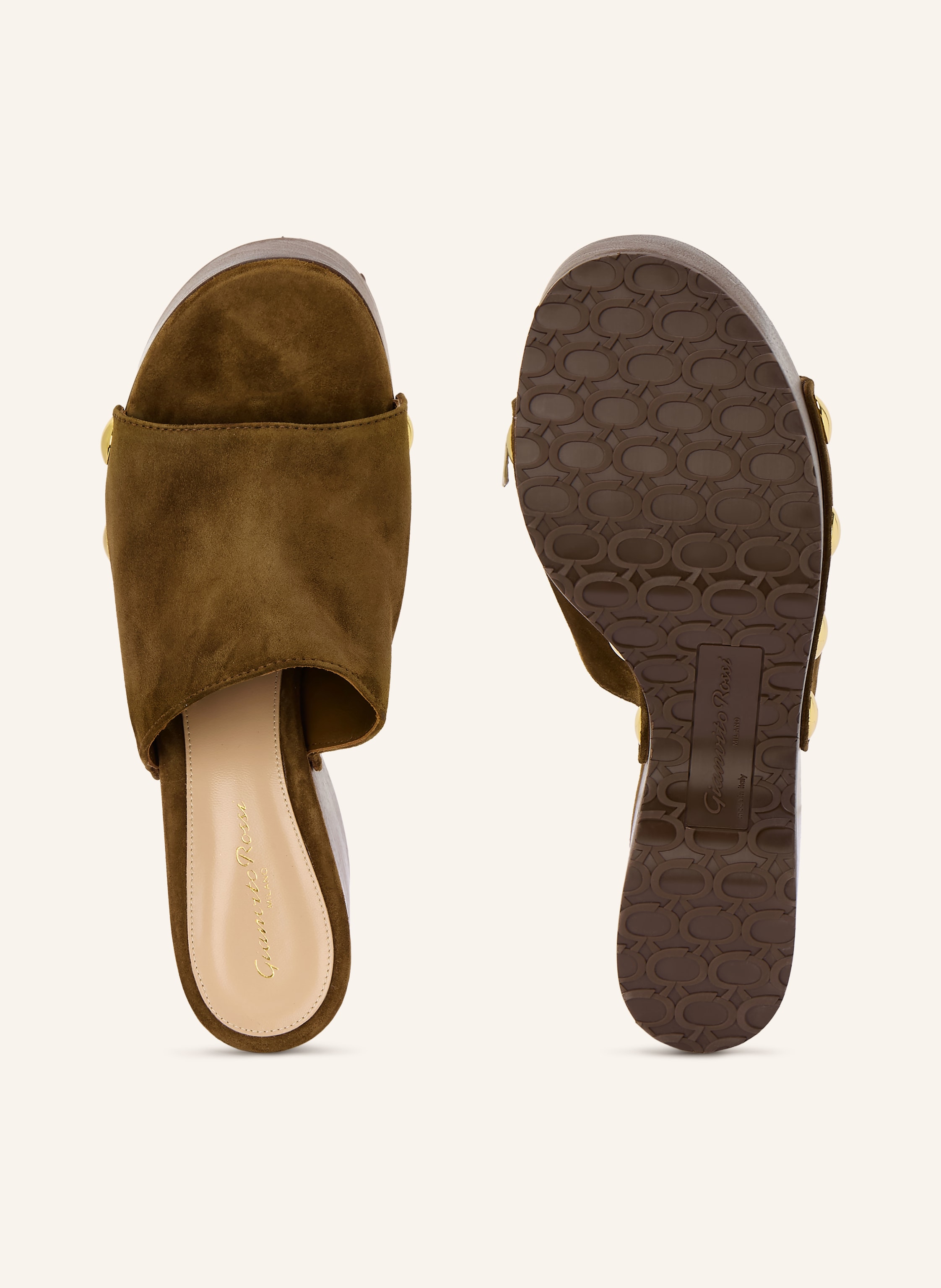 Thumbnail - Gianvito Rossi Plateau-Wedges Camoscio Mit Nieten braun