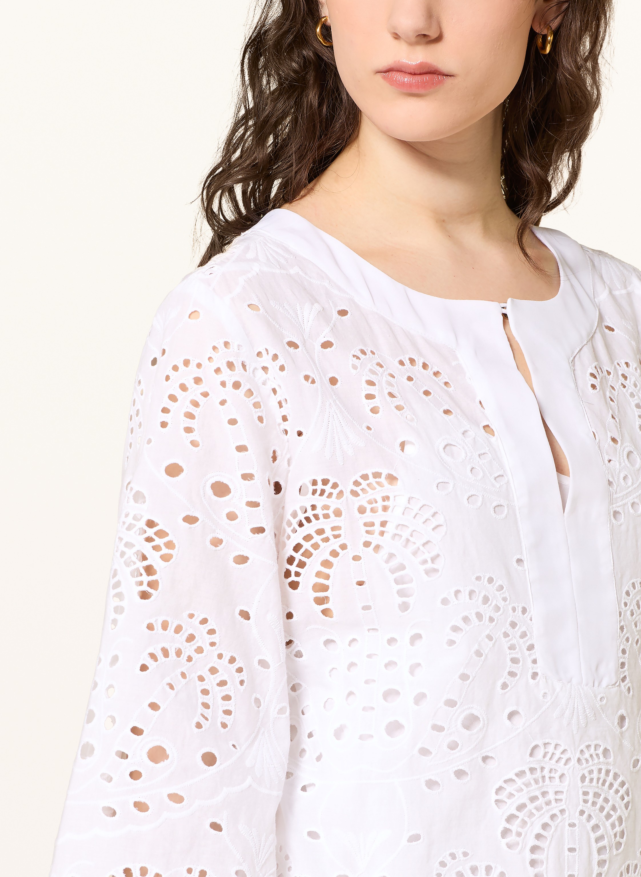 Thumbnail - Angoor Kleid Mit Lochspitze weiss