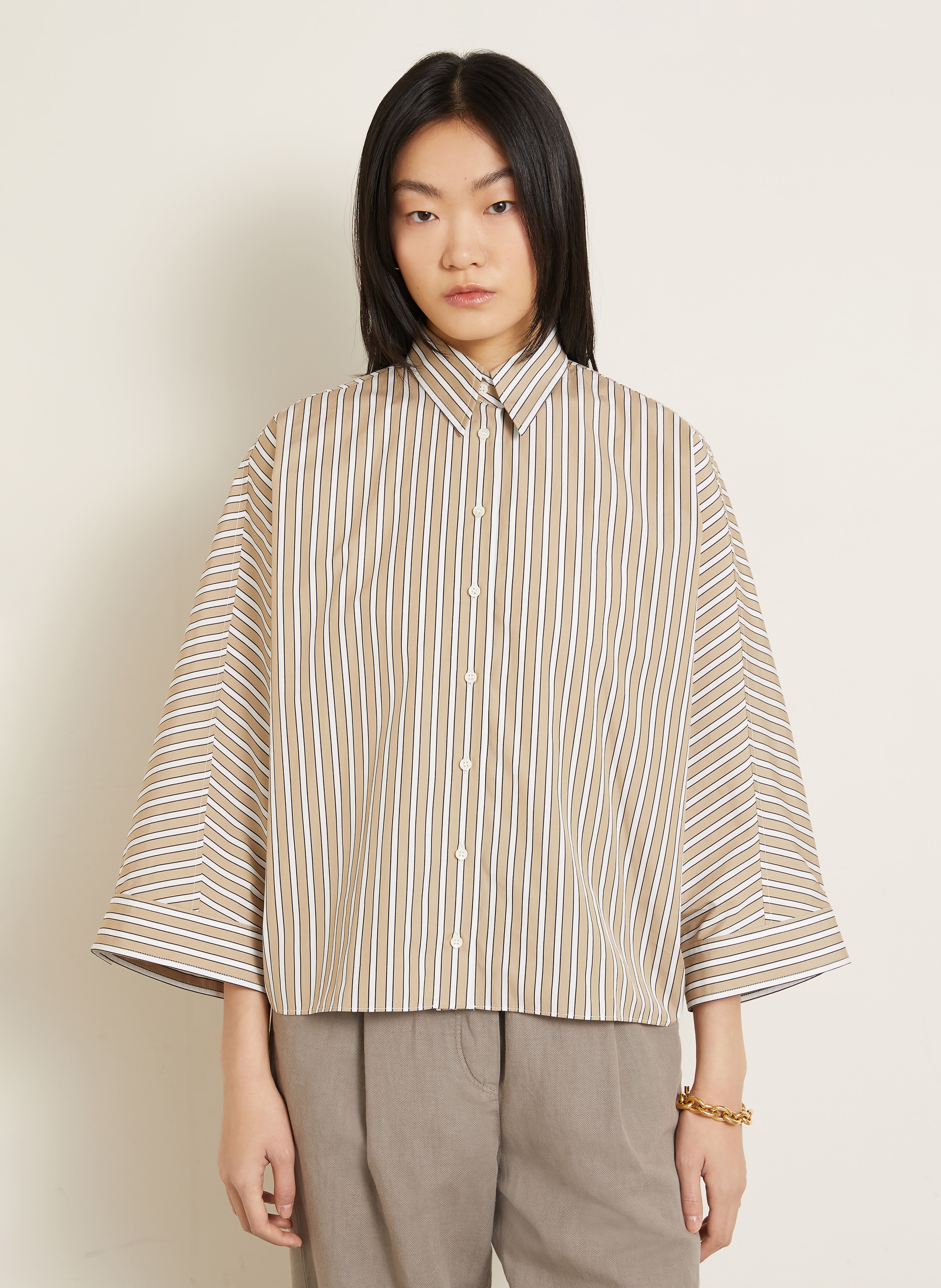 Thumbnail - Brunello Cucinelli Oversized-Hemdbluse Mit 3/4-Arm beige